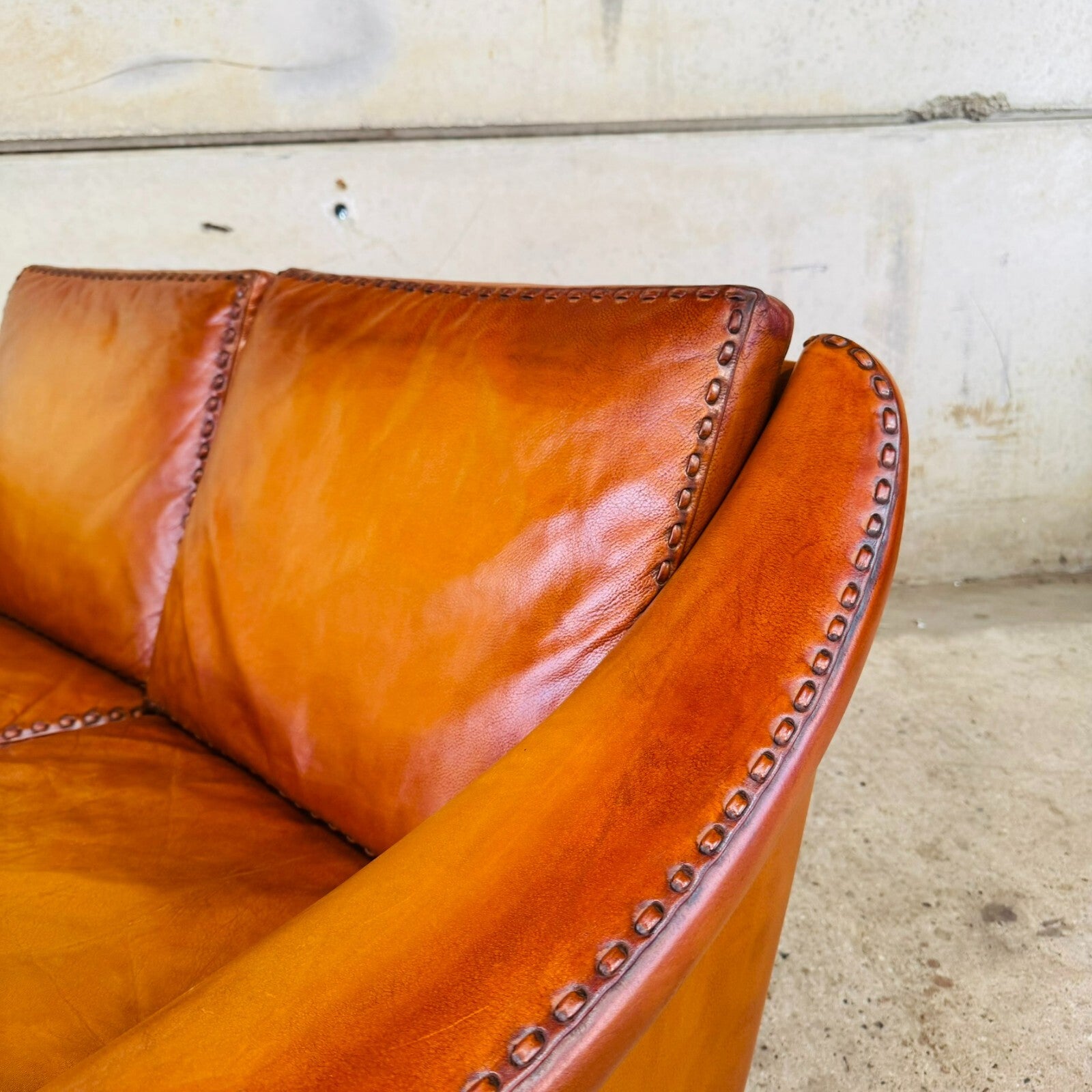 1970s "Matador" Two-Seater Light Tan Leather Sofa by Aage Christiansen