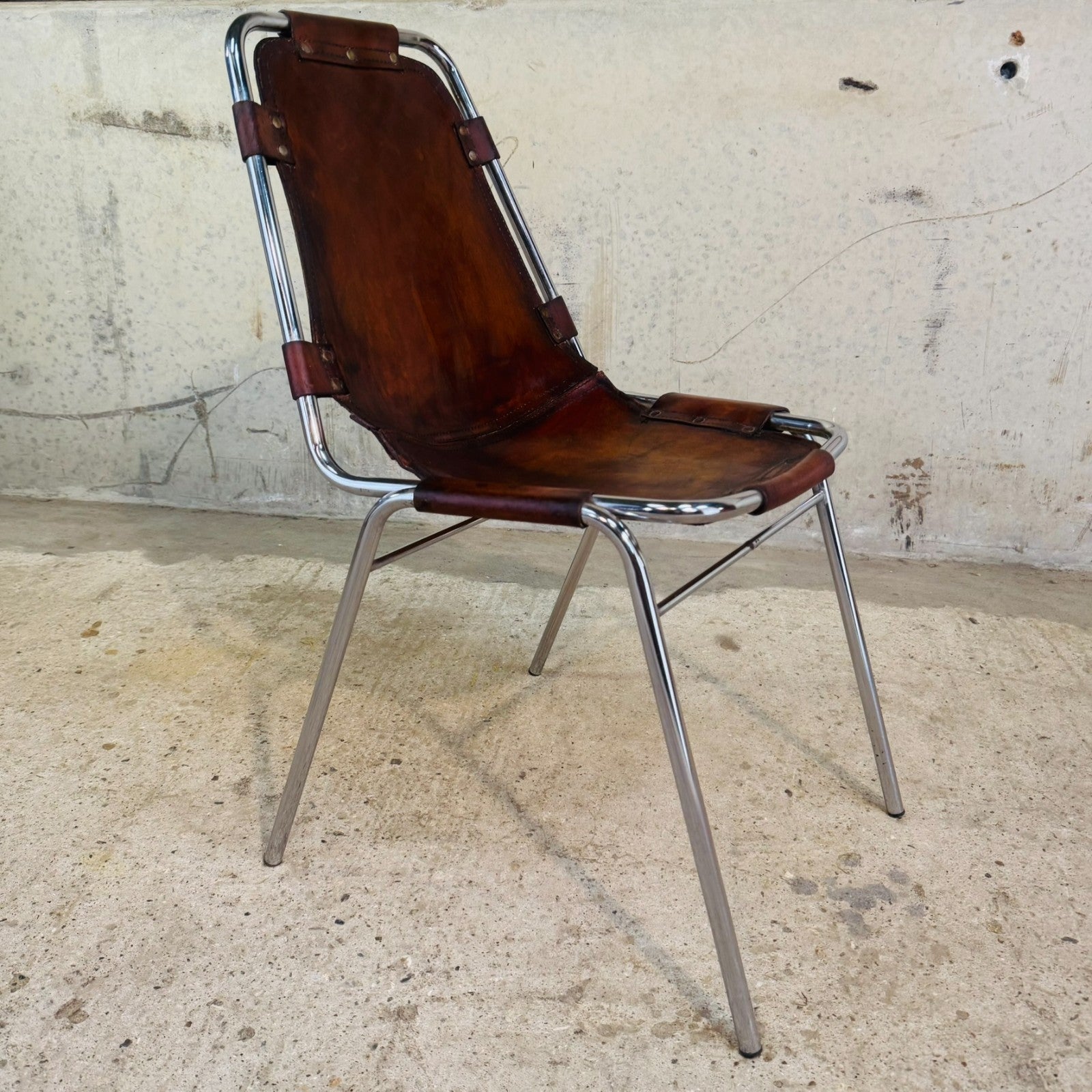 4 Les Arcs Chair – Tan Leather Iconic 1960s Design by Charlotte Perriand