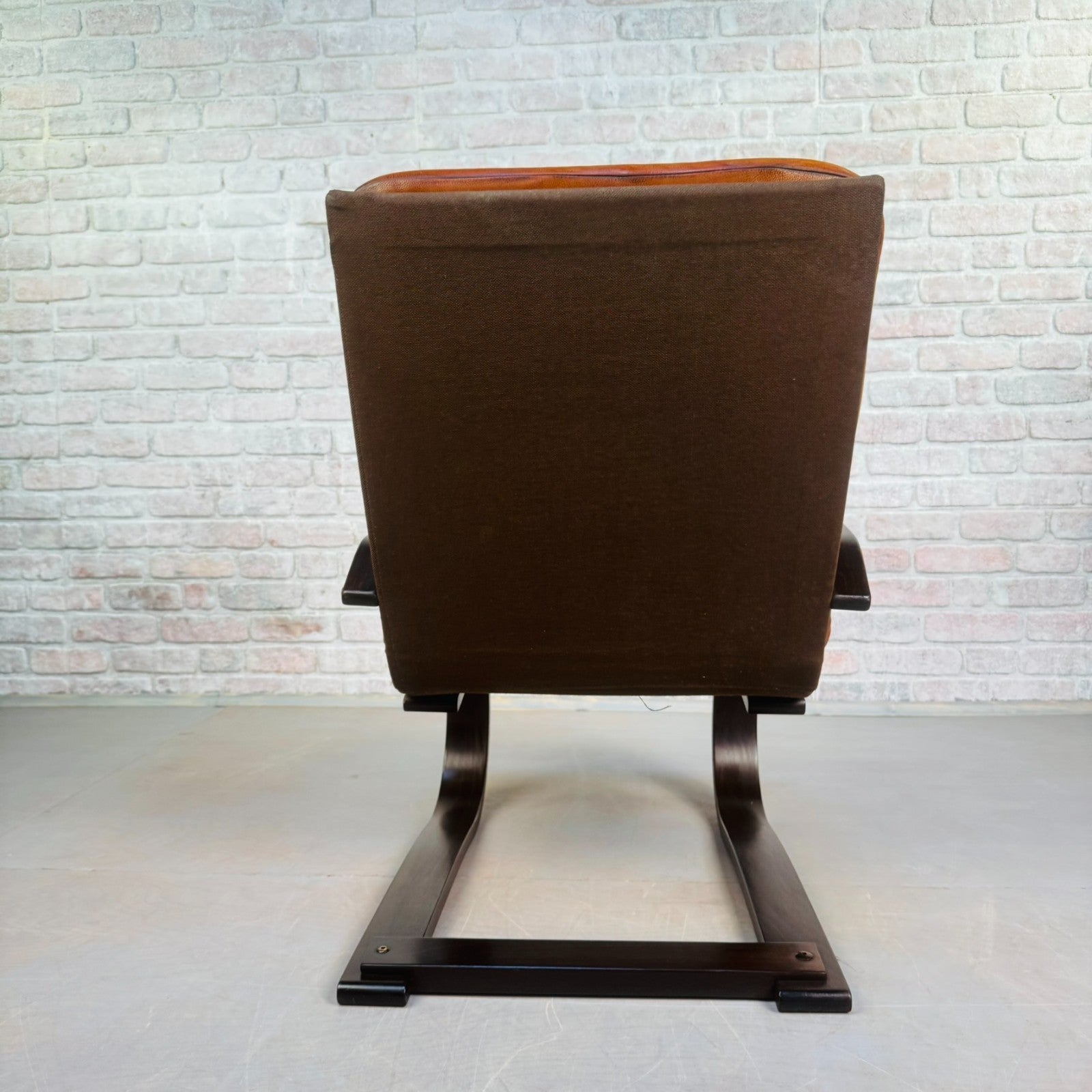 Vintage Danish Bentwood Tan Leather Armchair – Compact, Comfortable