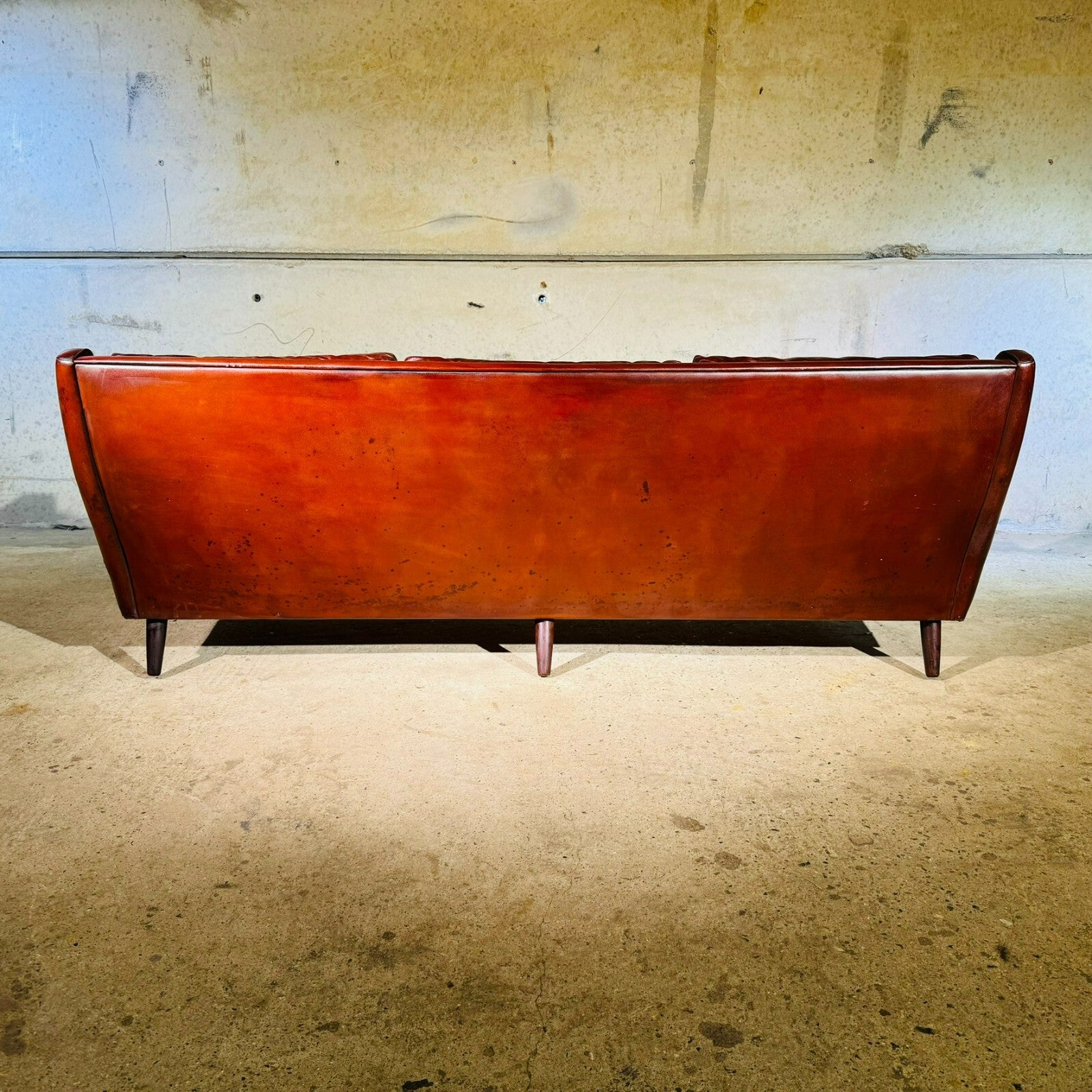 Vintage 1970s George Thams Danish Chestnut Three-Seater Leather Sofa