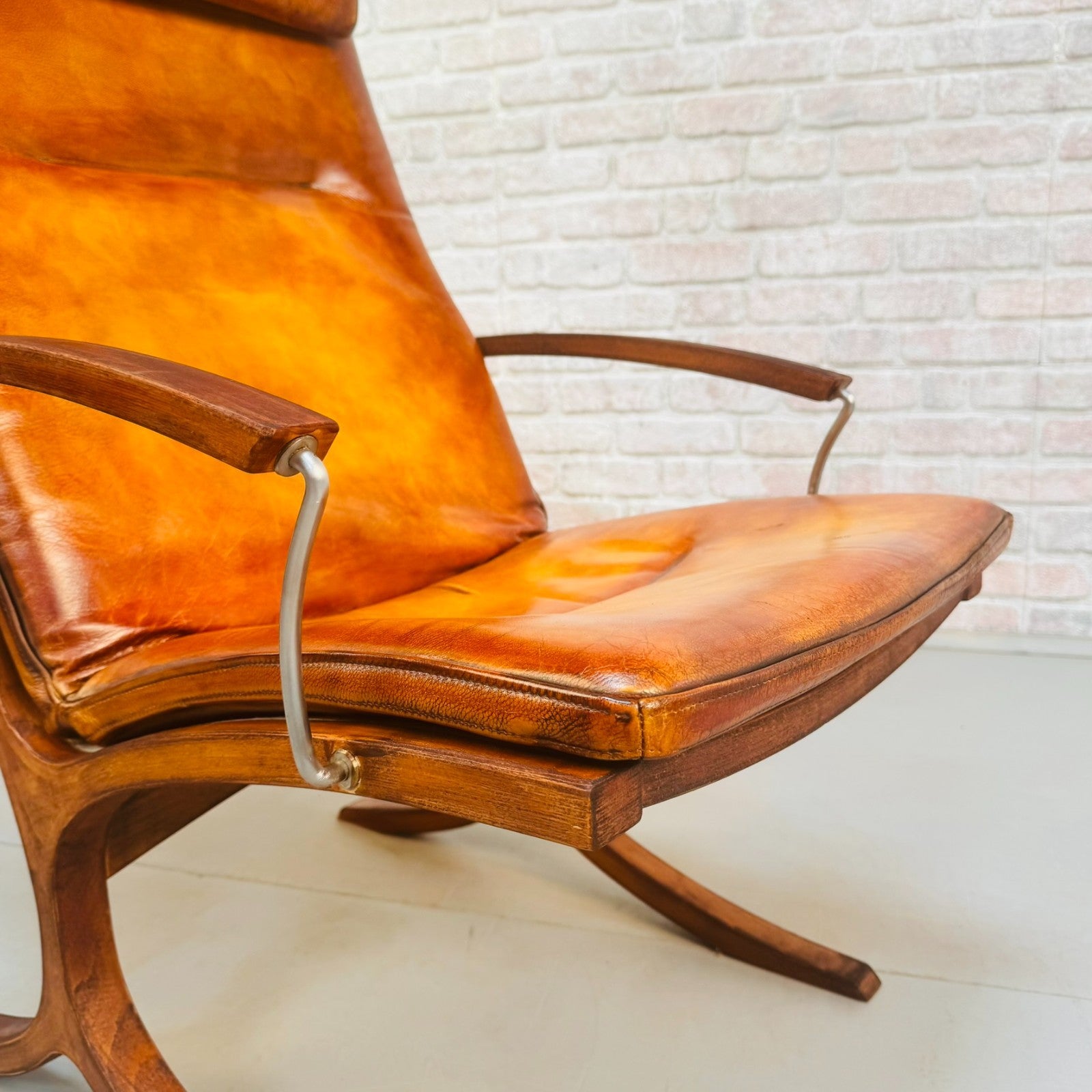 Vintage Danish Mogens Hansen Tan Leather Easy Chair & Footstool