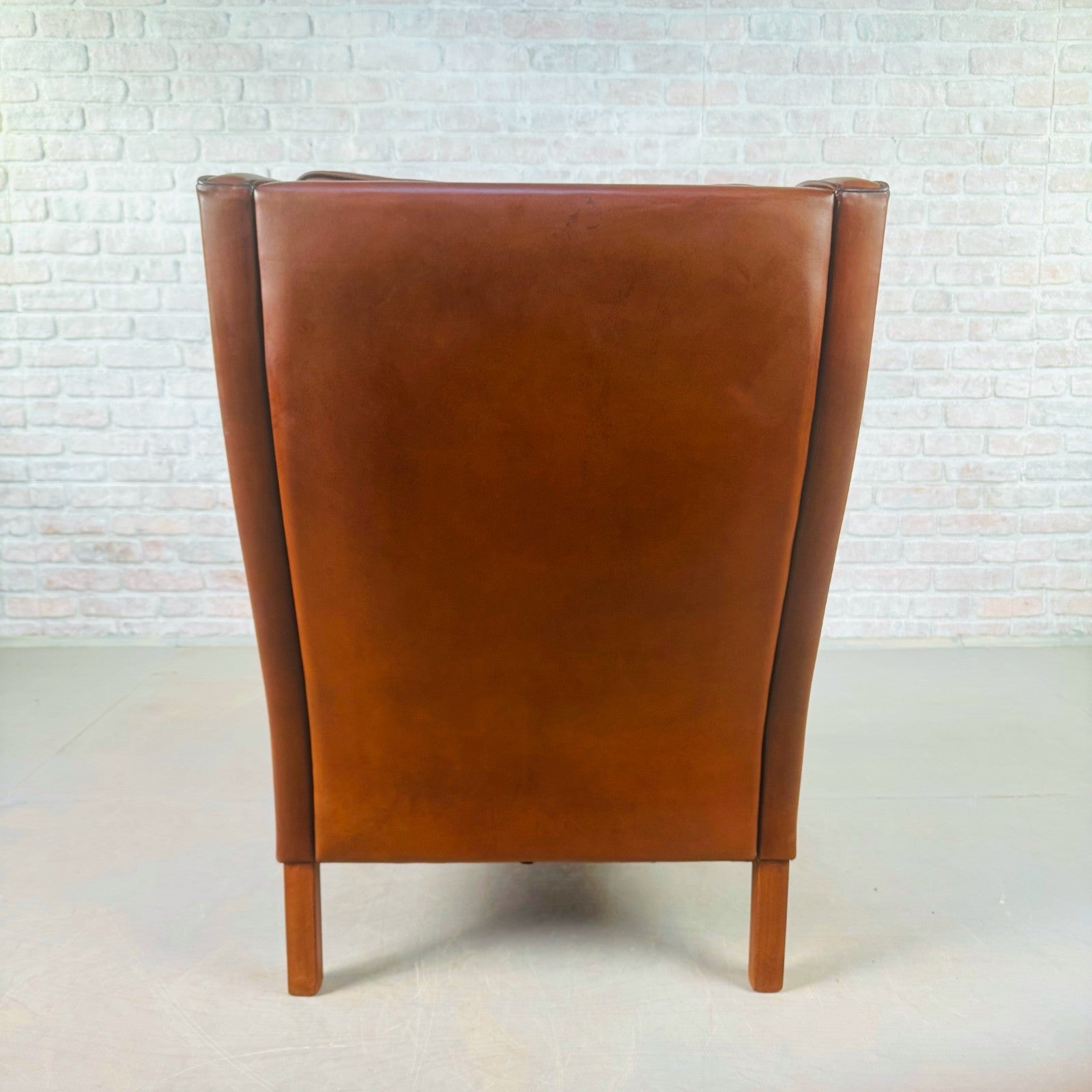 Vintage Danish 1970s High Back Dark Tan Leather Armchair