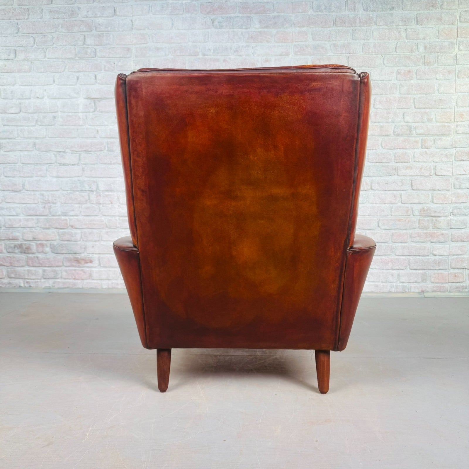 Vintage Danish Cognac Leather High Back Armchair by Skippers