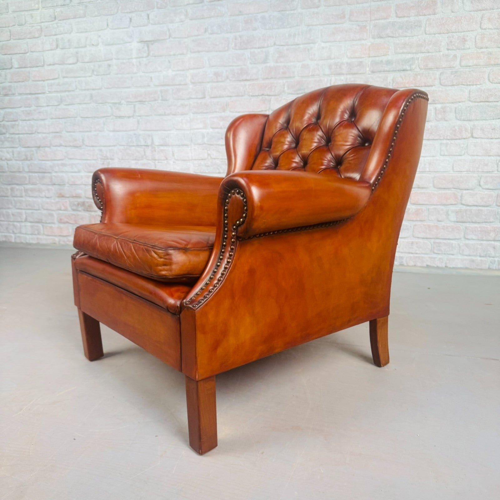 Neat Vintage Danish Tan Leather Armchair