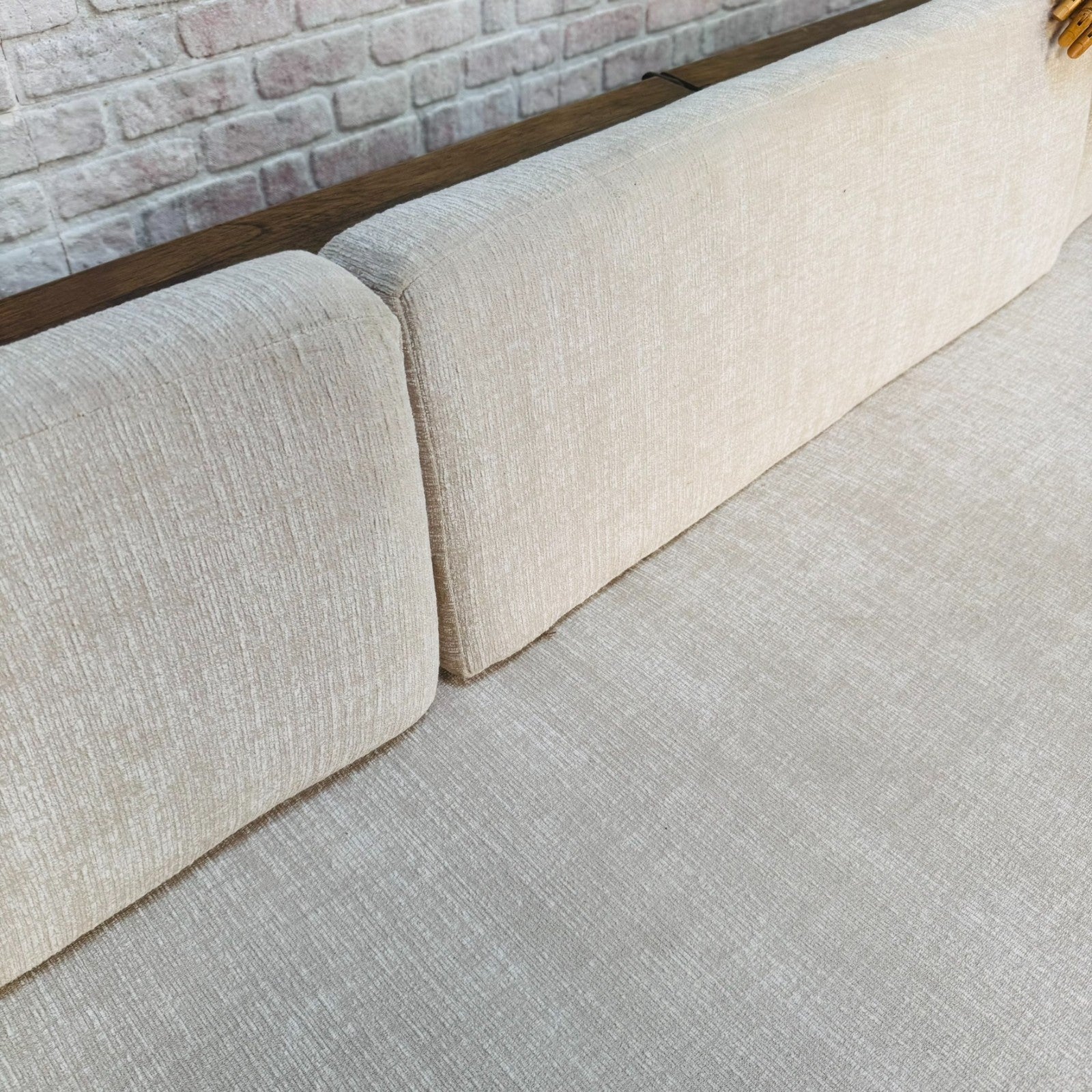 Very Long Mid-Century Inspired Rustic 4 Seater Sofa