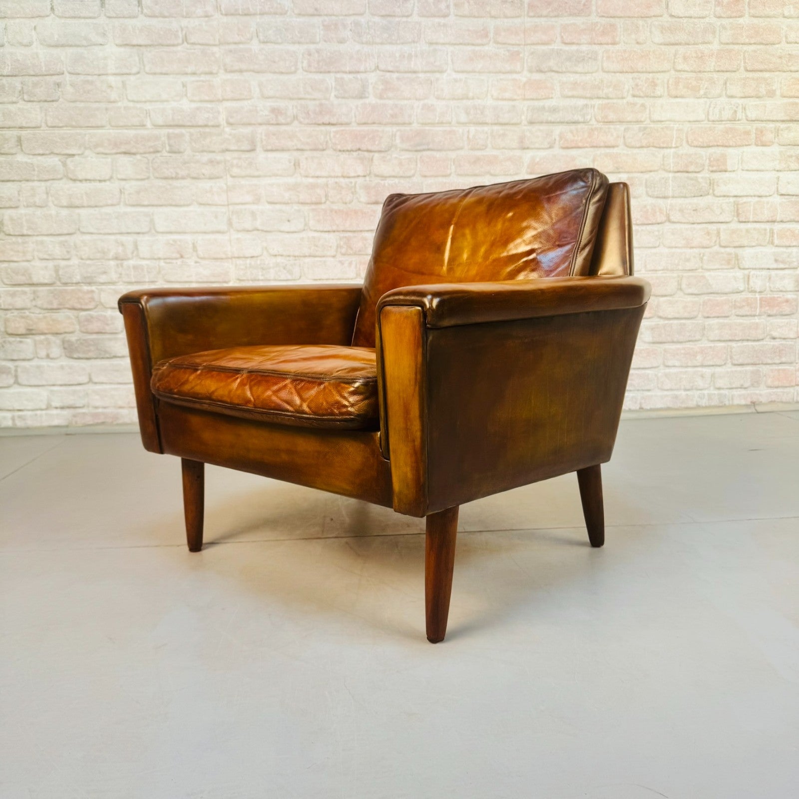 Vintage 1960s George Thams Danish Armchair | Hand Dyed Tan Leather