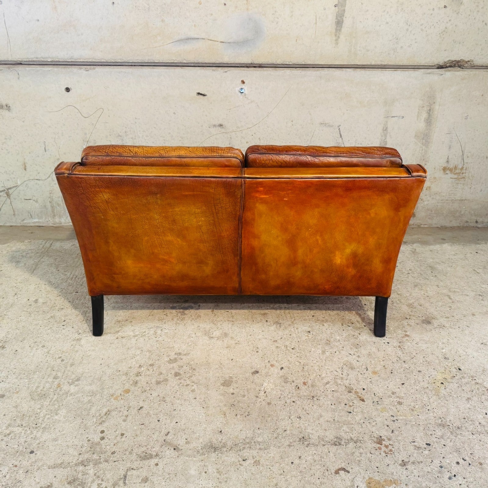Mogens Hansen 1970 Cognac Leather Two-Seater Sofa – Buffalo Leather