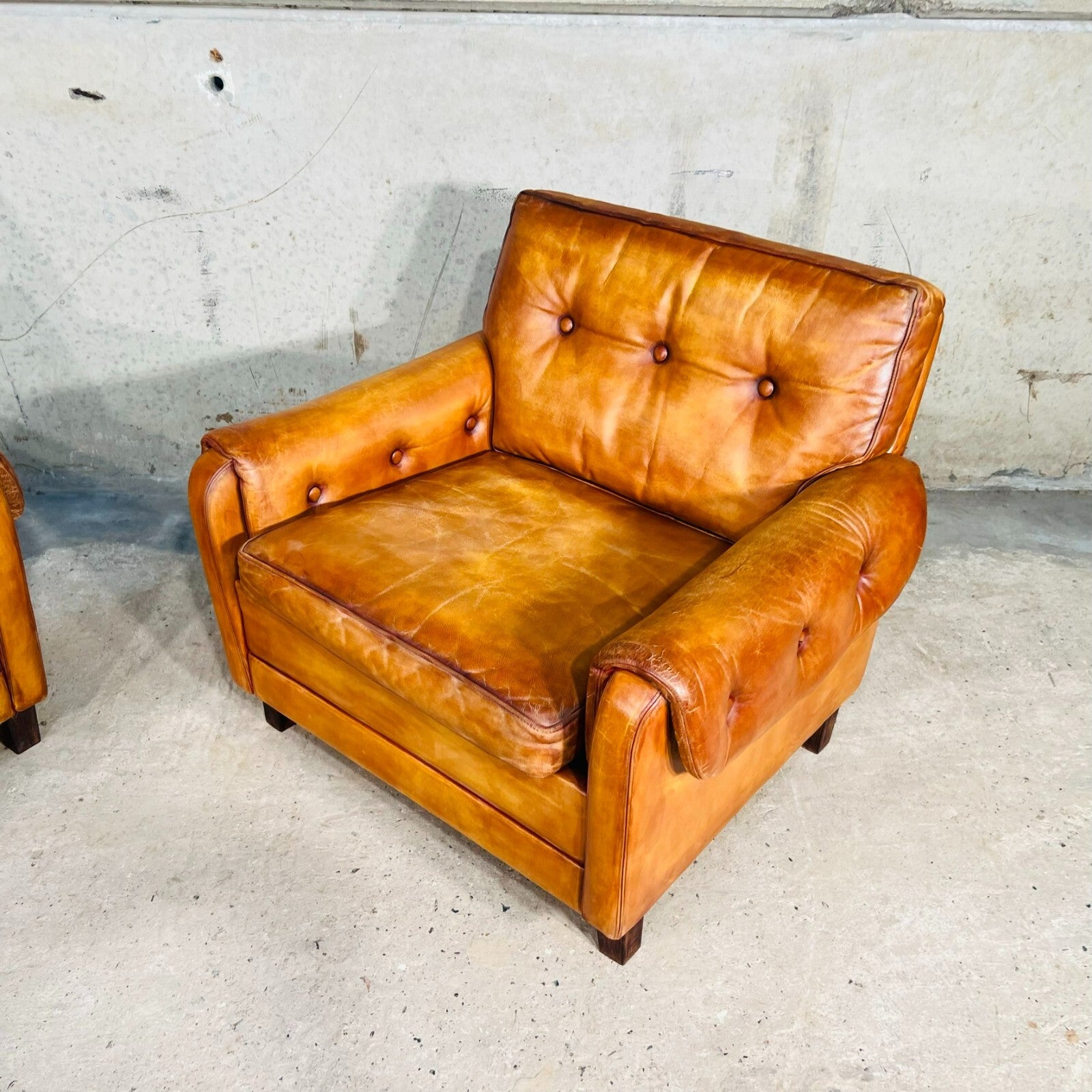 Pair of Vintage Danish 1970s Light Tan Leather Armchairs
