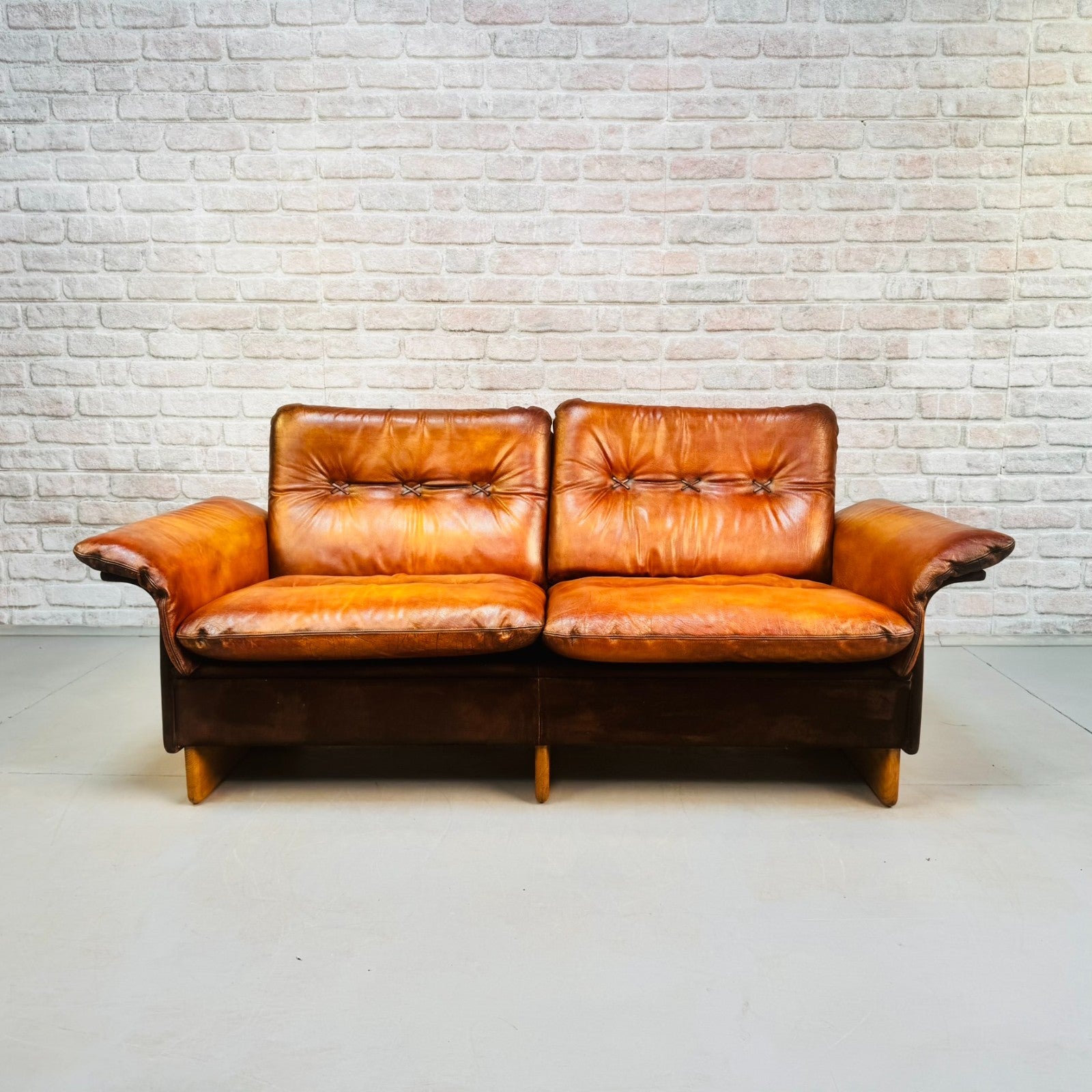 Vintage De Sede Two Seater Tan Leather Sofa
