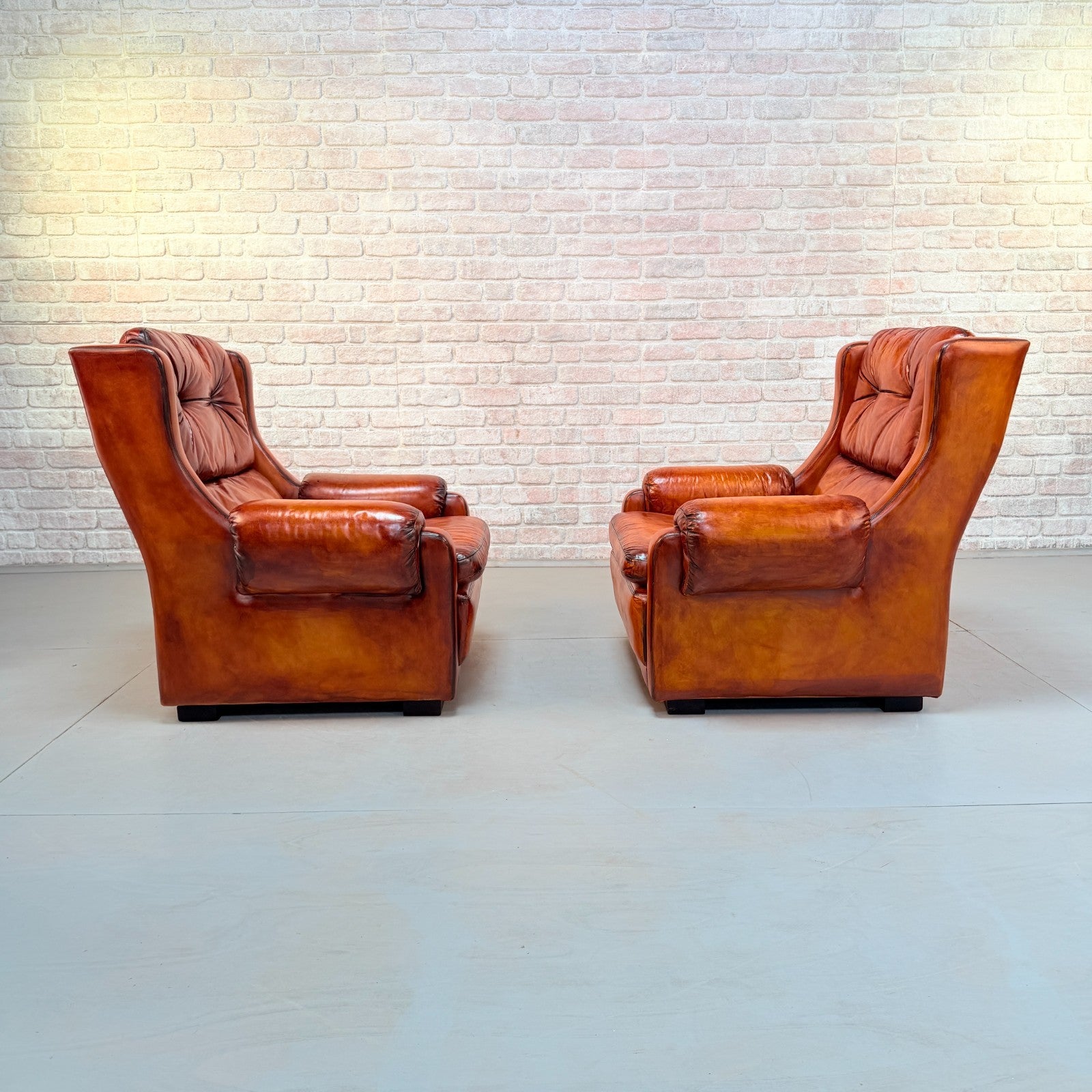 Pair of Mid-20th Century English Gimson & Slater Cognac Leather Armchairs