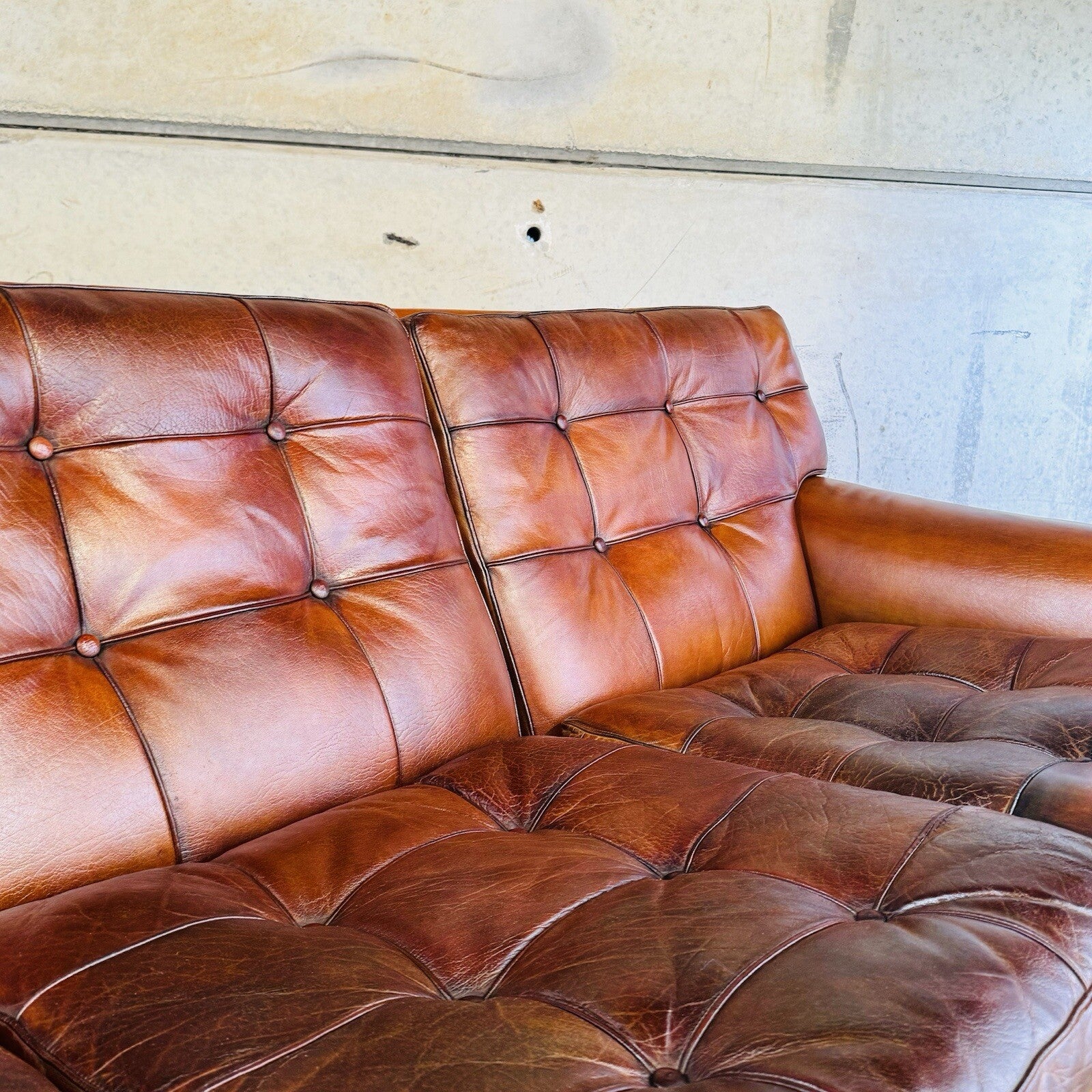Vintage 1970s "Mexico" Sofa by Arne Norell Three-Seater Tan Leather