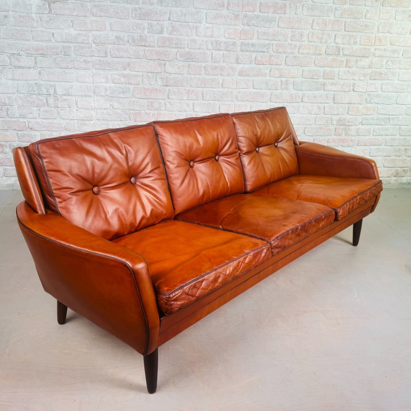 1970s Danish Svend Skippers Tan Leather Sofa – Sleek