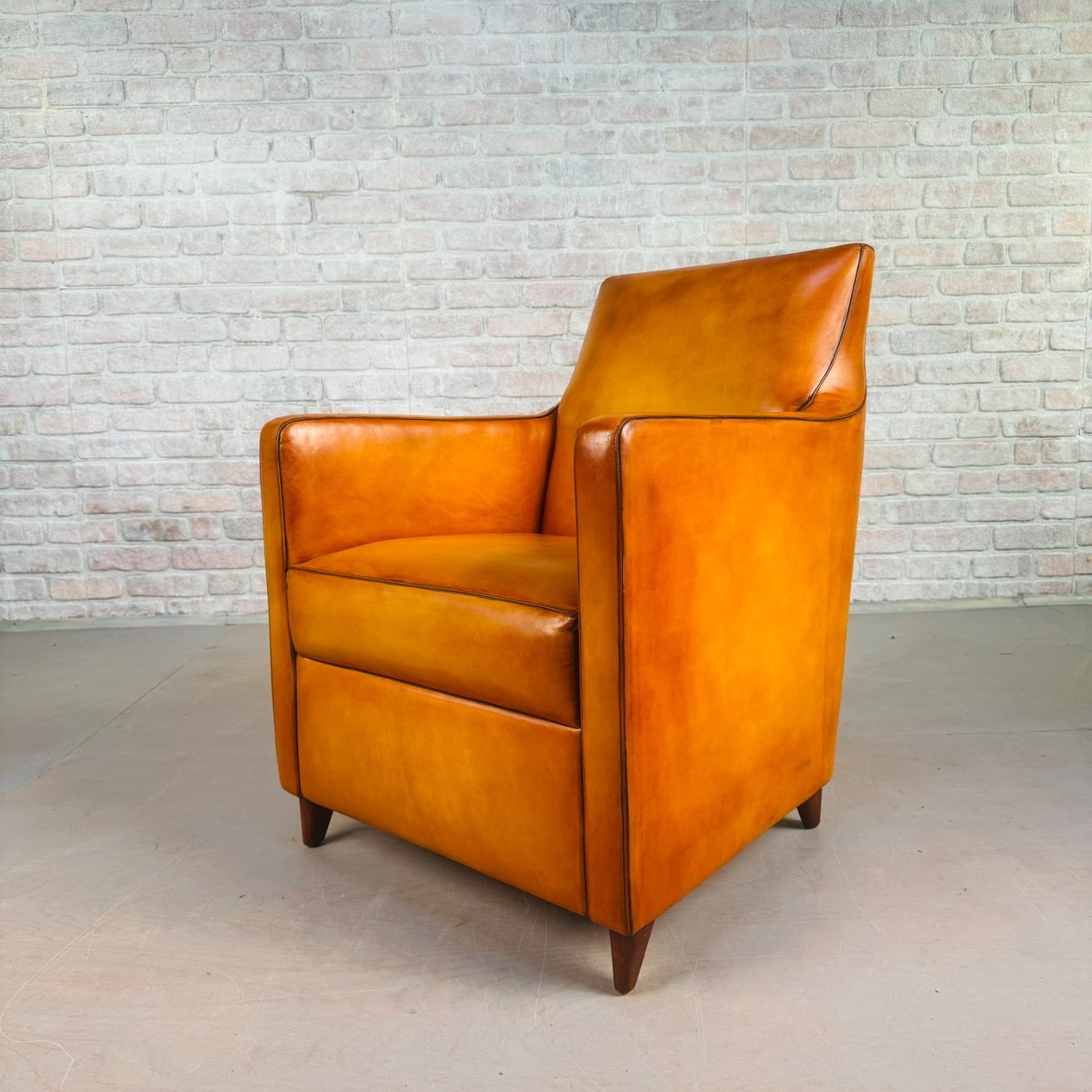 Vintage Light Tan Leather Armchair