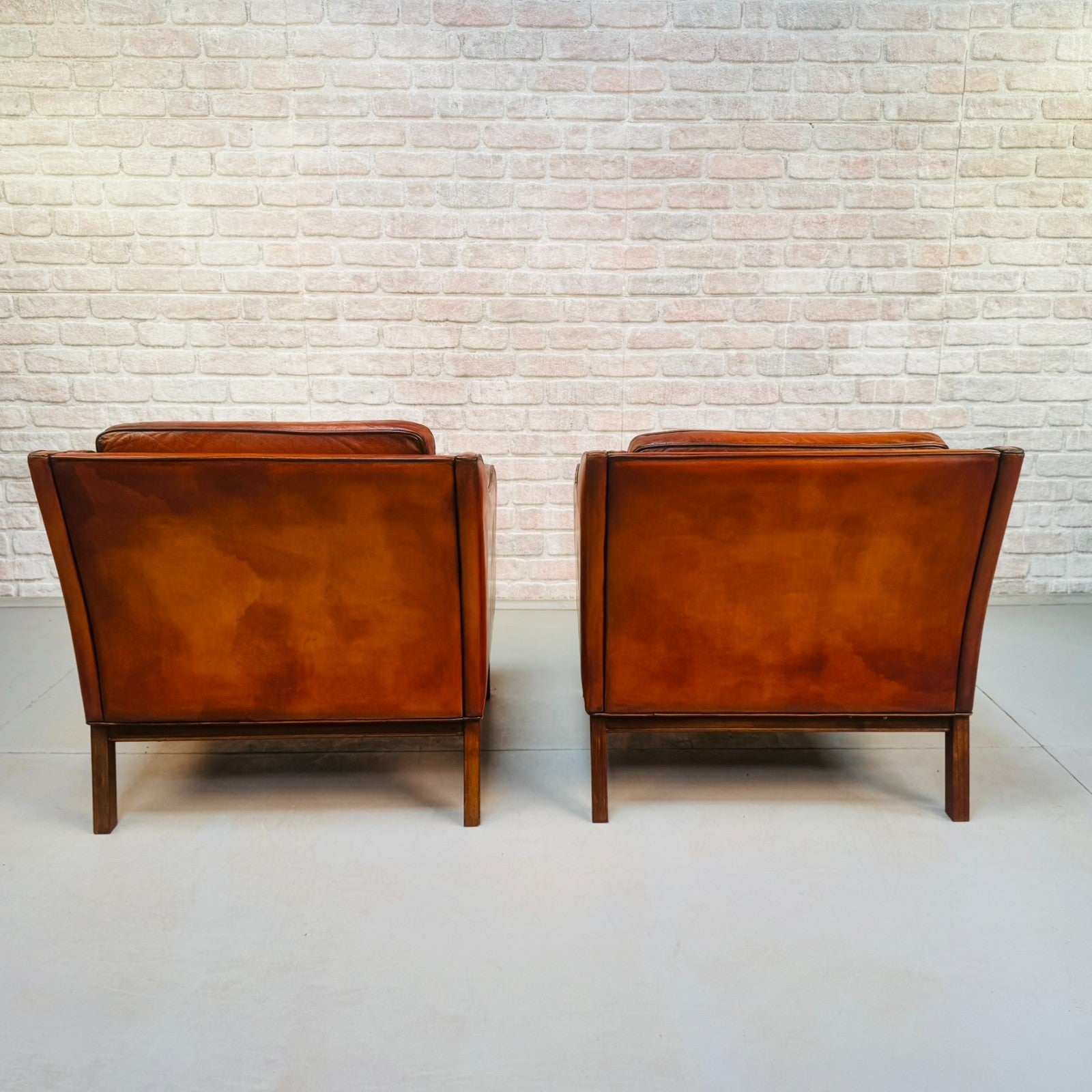 1970s Danish Pair of Tan Leather Armchairs