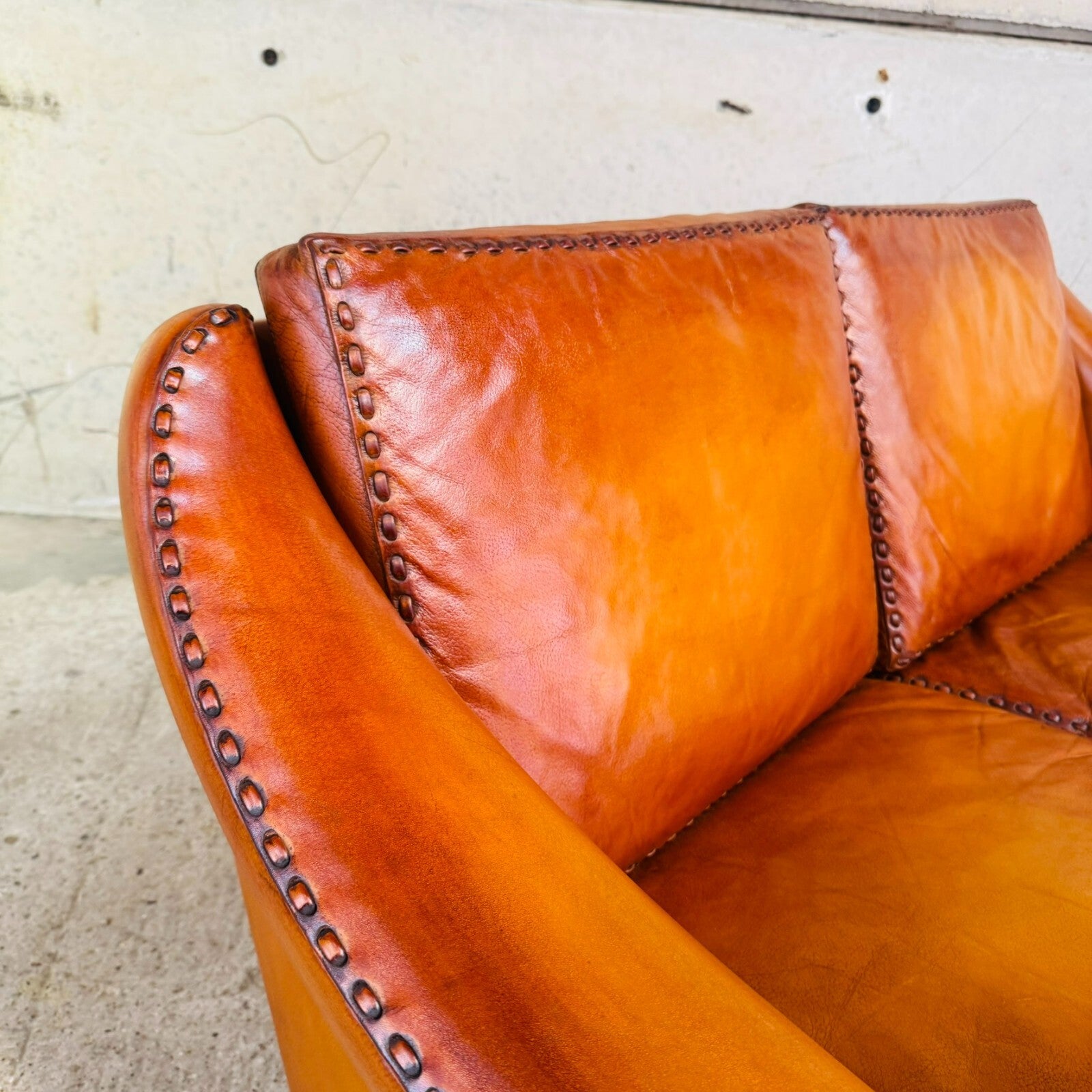 1970s "Matador" Two-Seater Light Tan Leather Sofa by Aage Christiansen