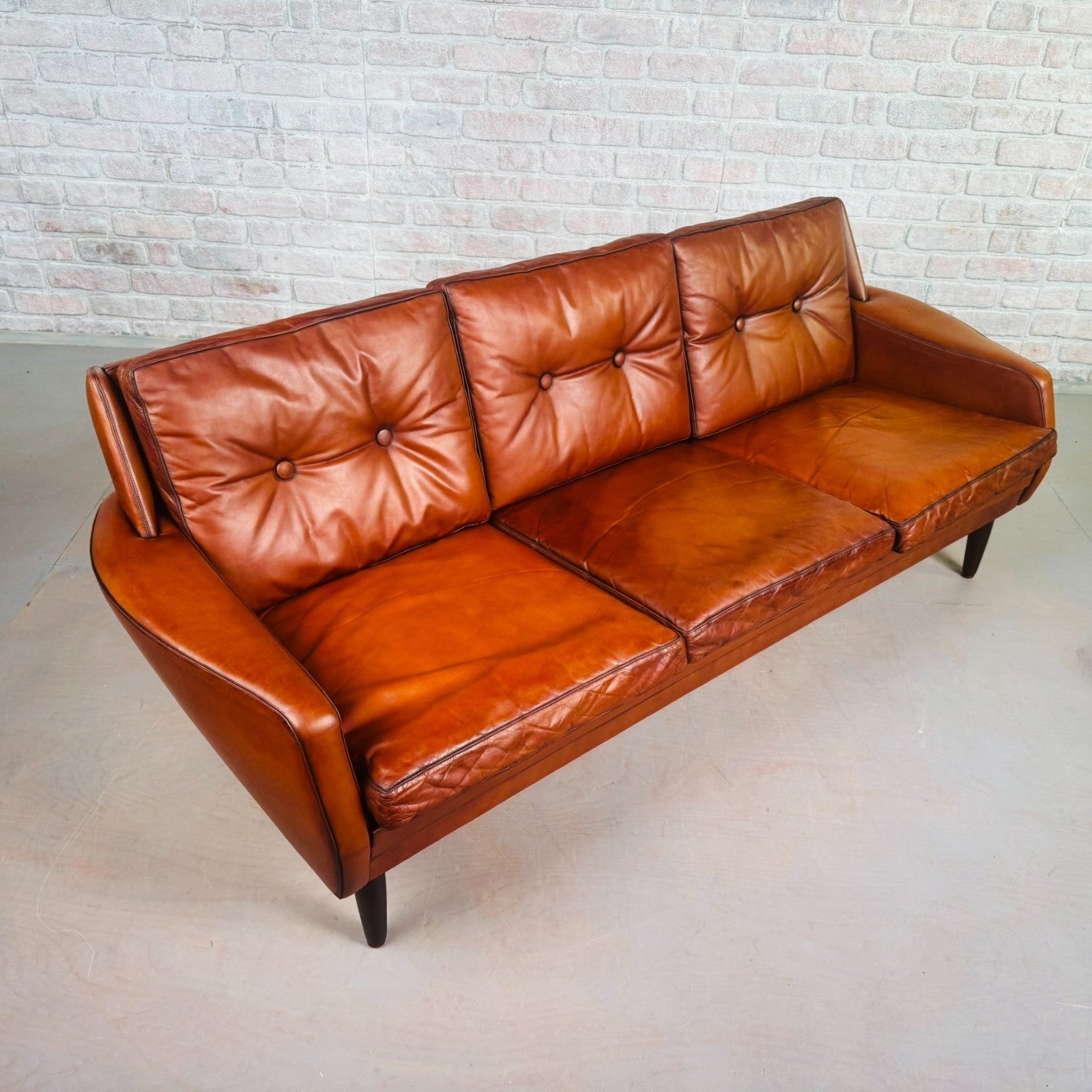 1970s Danish Svend Skippers Tan Leather Sofa – Sleek