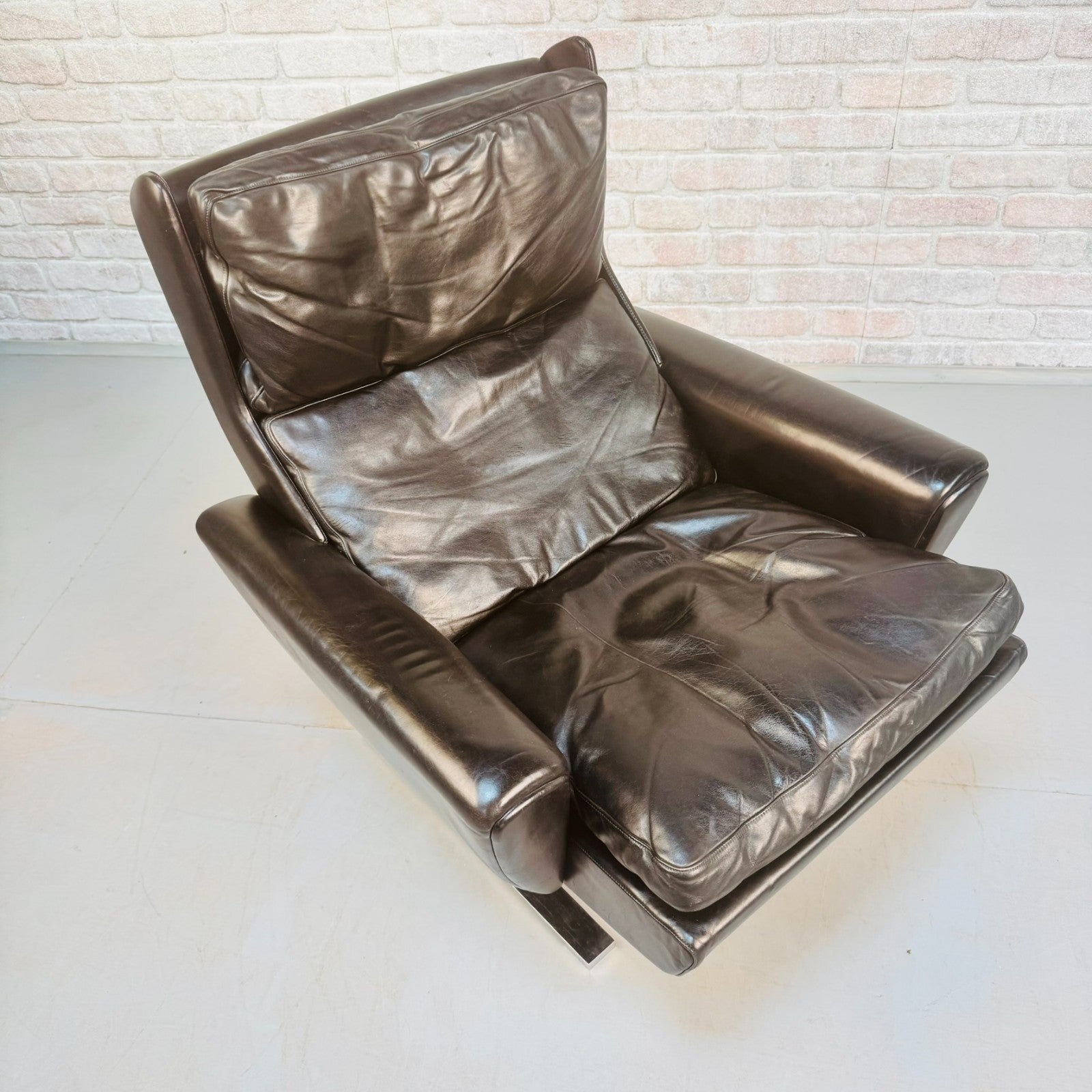 Vintage Georg Thams Black Leather Lounge Chairs for Vejen Polstermøbelfabrik