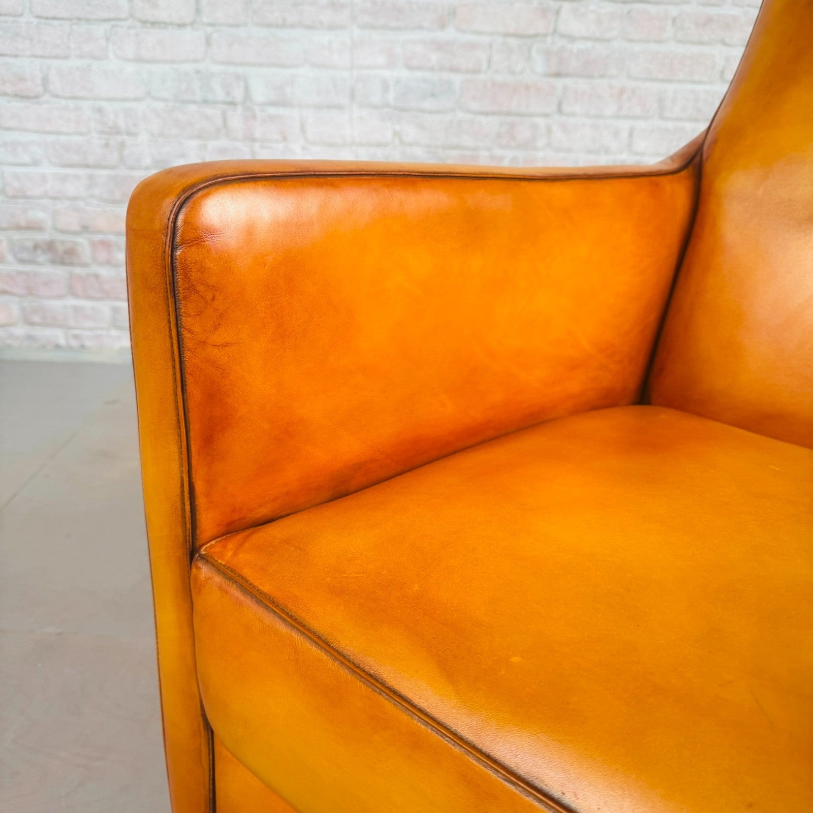 Vintage Light Tan Leather Armchair