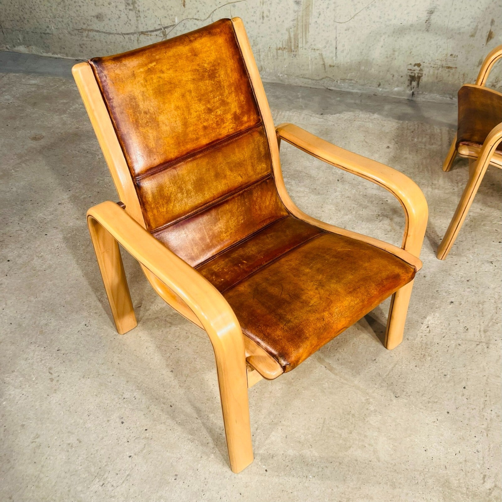 Vintage Pair of Leather Armchairs by Yngve Elstrom for Swedese