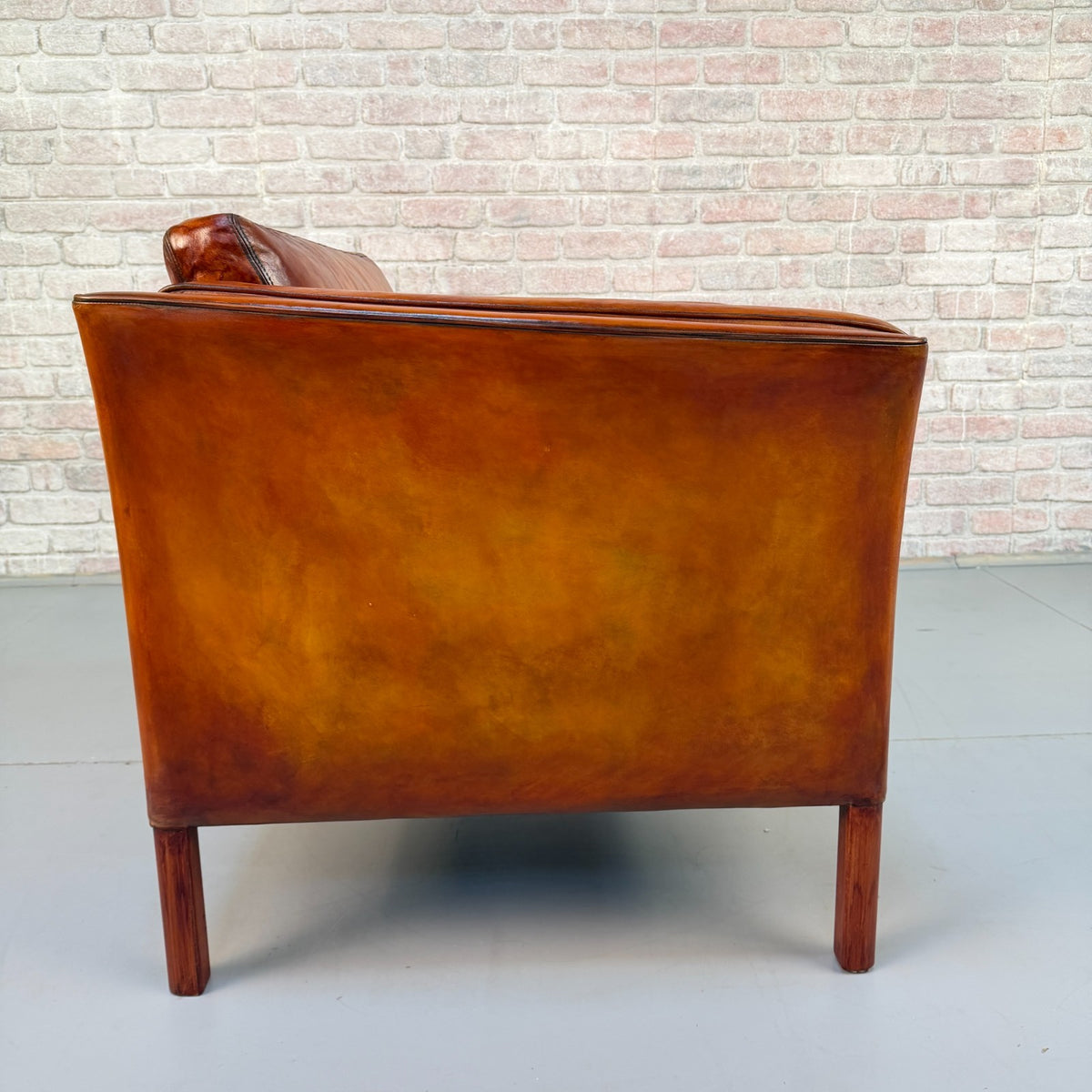 Vintage Danish Tan Leather Armchair – Hand Dyed Beautiful Patina