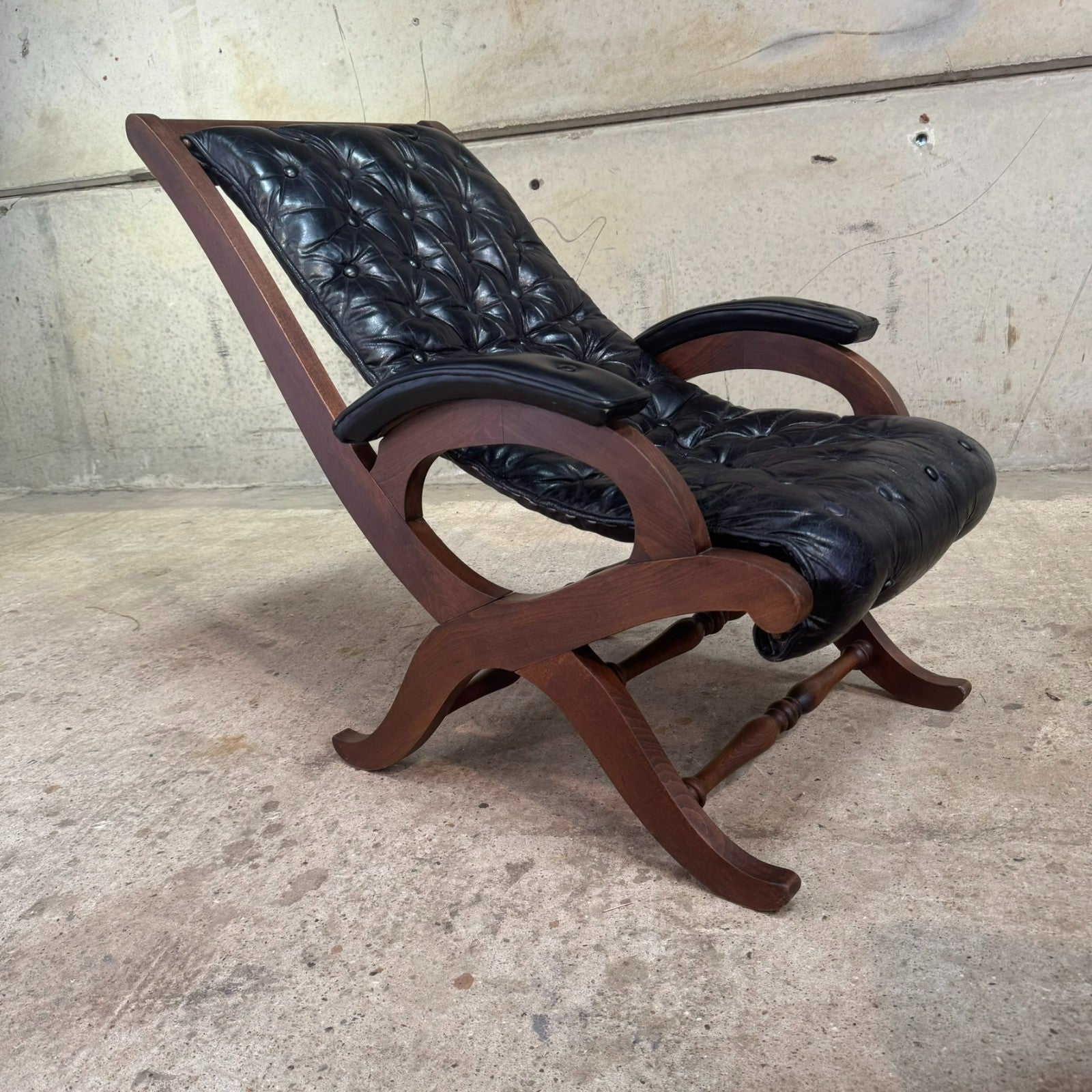 Pair of 1940s Spanish Slipper Chairs with Footstool – Pierre Lottier for Valenti