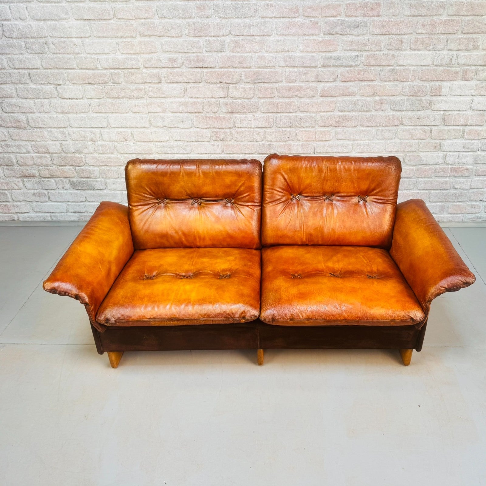 Vintage De Sede Two Seater Tan Leather Sofa
