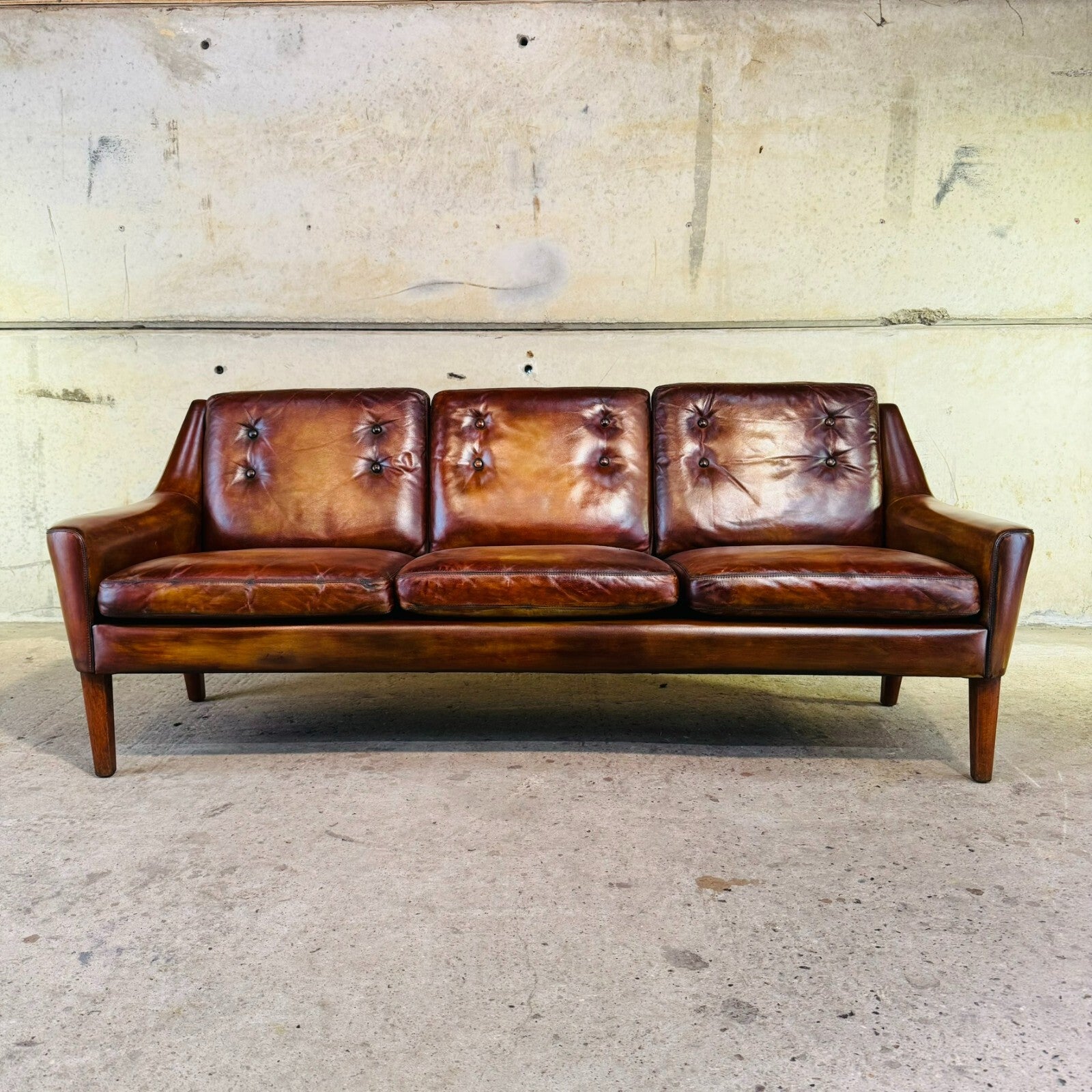 Vintage 1960s Ulferts Tibro Swedish Leather Sofa – Tan Leather
