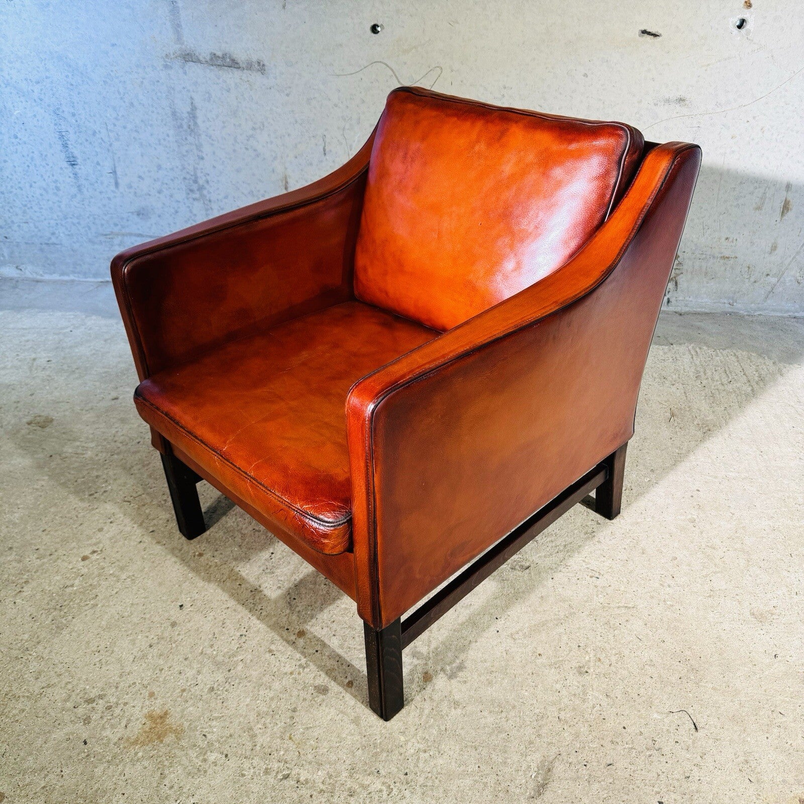 Fantastic 1970s Vintage Danish Cognac Leather Armchair & Footstool