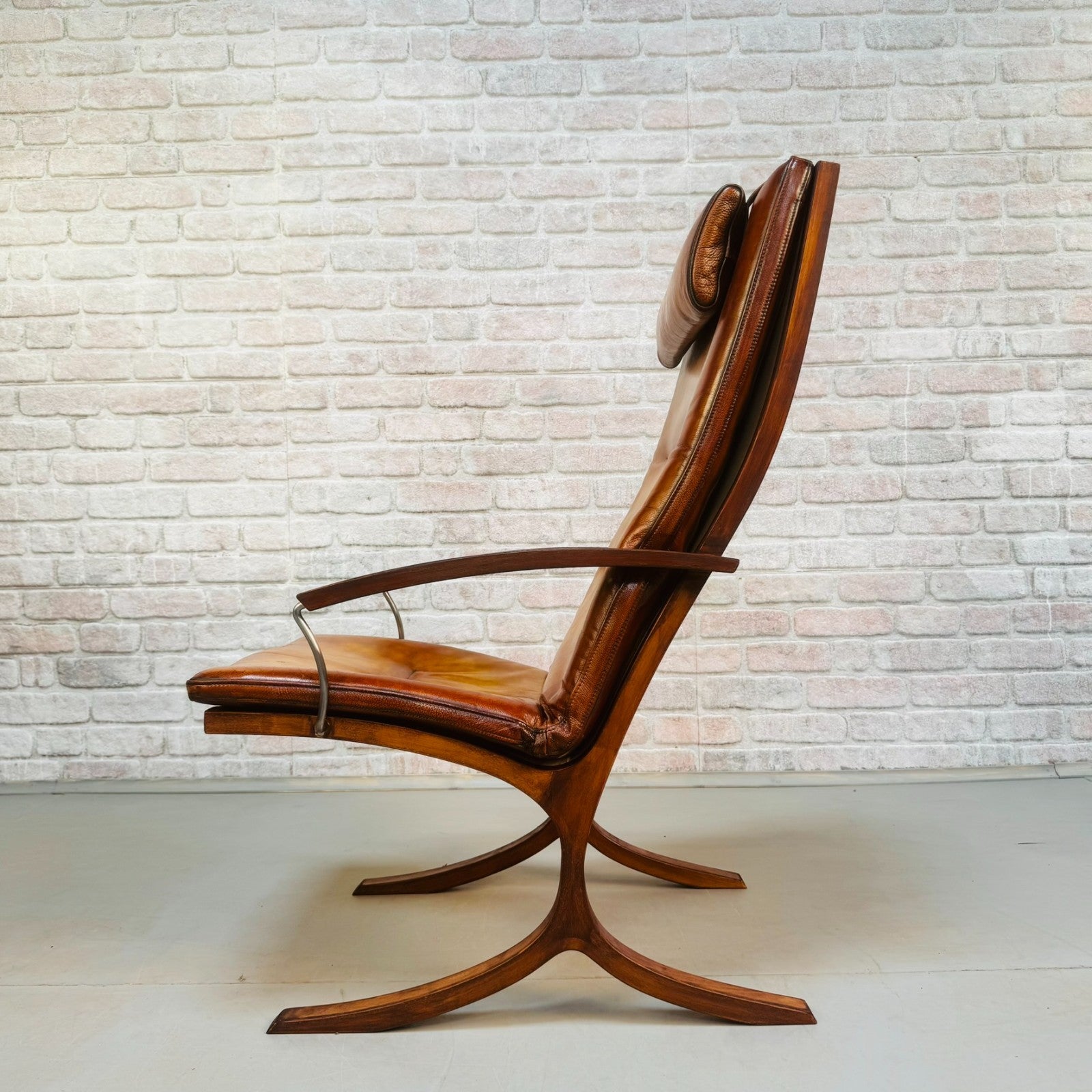 Vintage Danish Mogens Hansen Tan Leather Easy Chair & Footstool