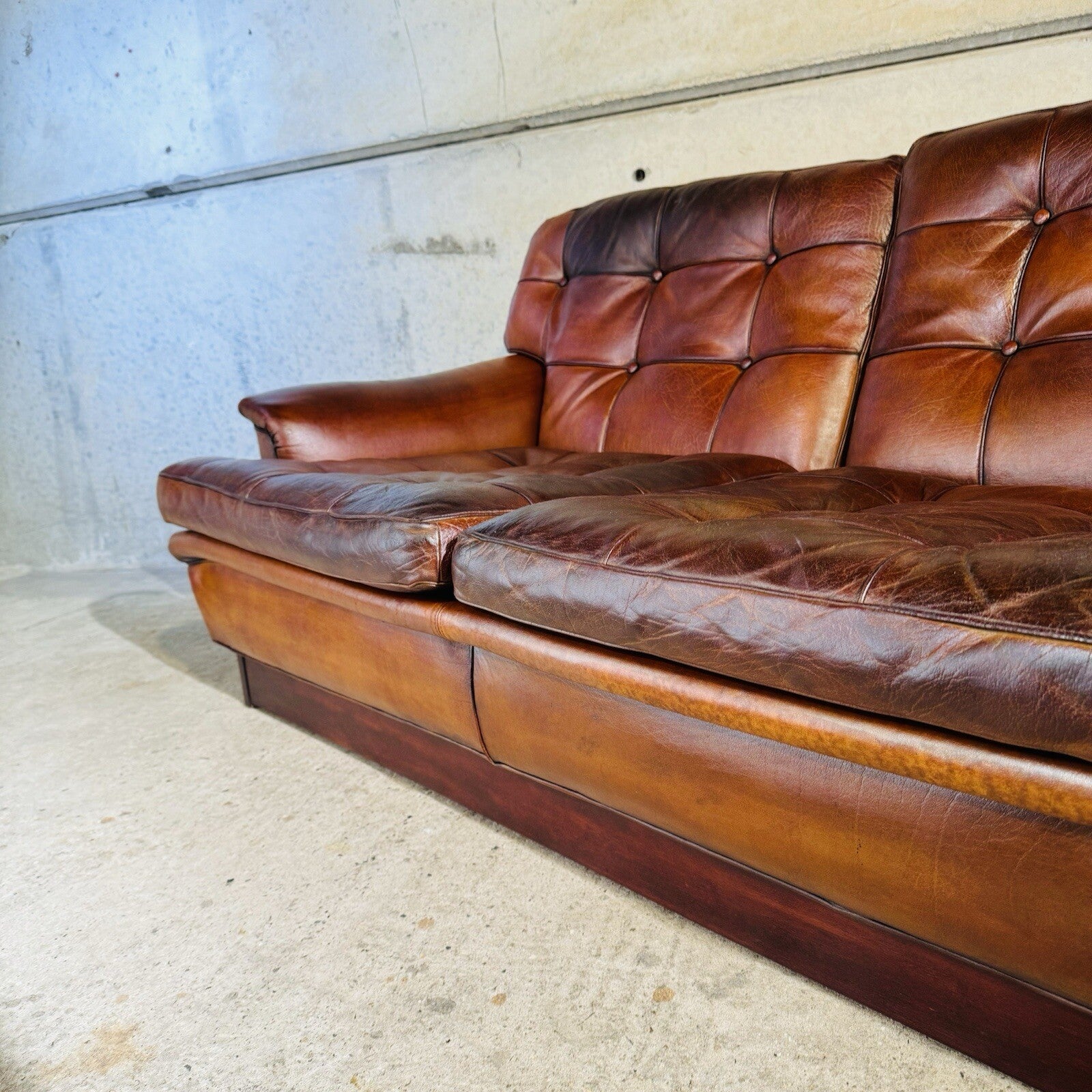 Vintage 1970s "Mexico" Sofa by Arne Norell Three-Seater Tan Leather