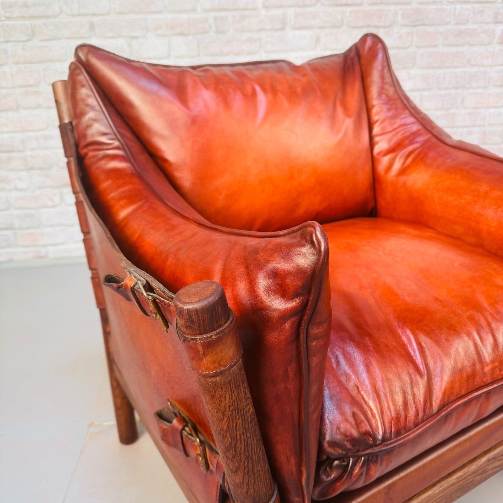 Vintage Swedish 60s Arne Norell “Ilona” Tan Leather Sofa & Pair of Safari Chairs