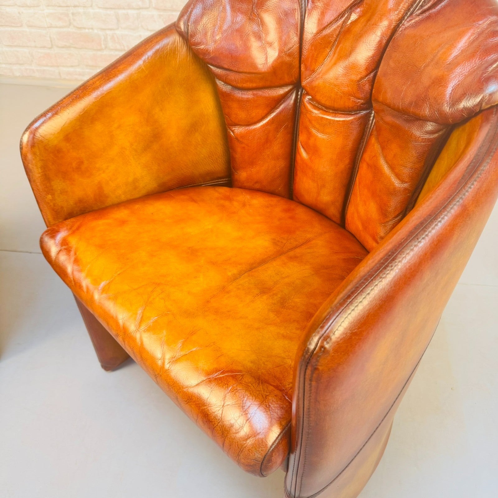 Pair of Vintage Danish Stouby Tub Chairs | Hand Dyed Tan Leather
