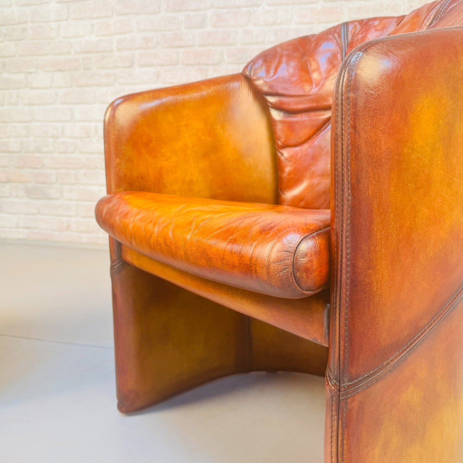 Pair of Vintage Danish Stouby Tub Chairs | Hand Dyed Tan Leather