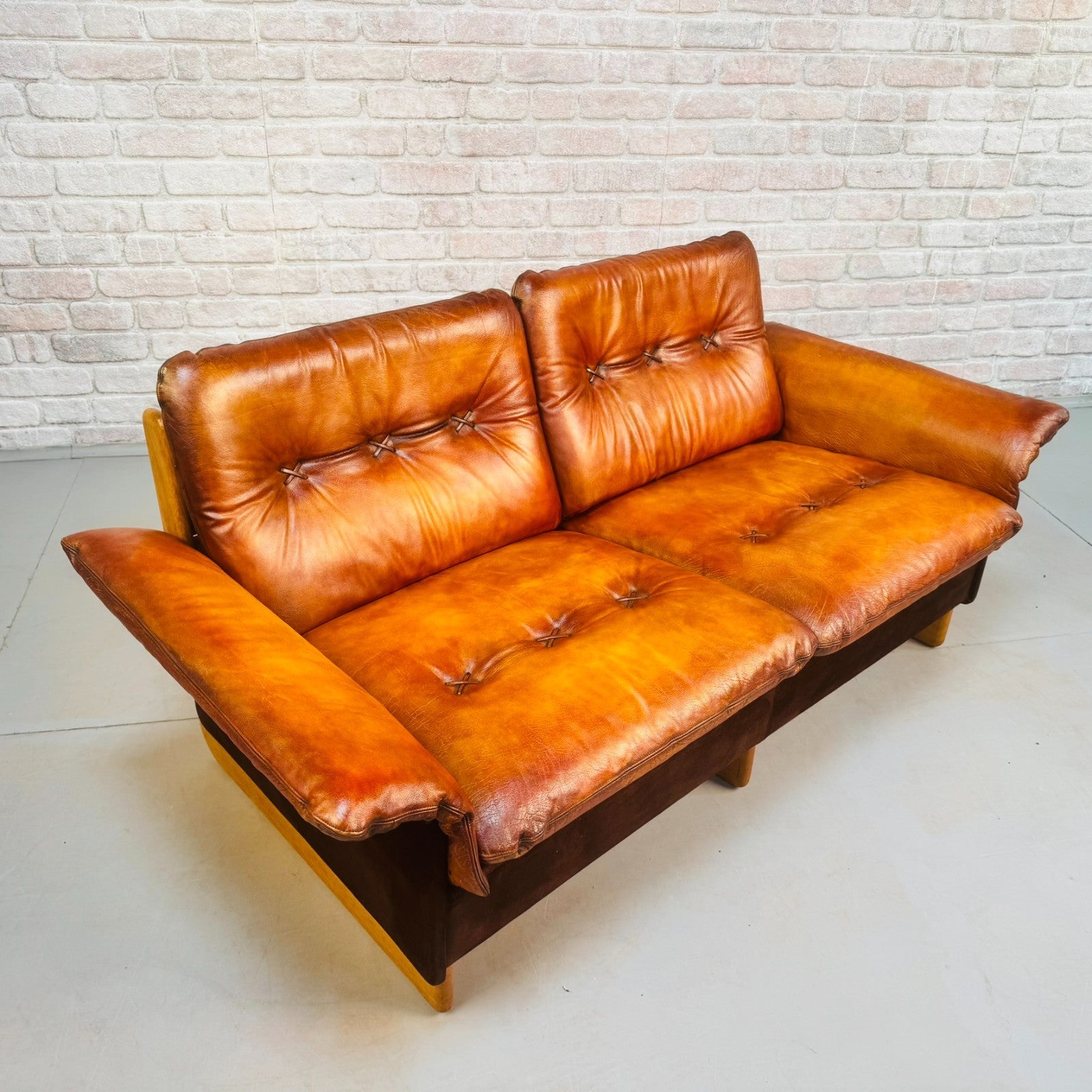 Vintage De Sede Two Seater Tan Leather Sofa