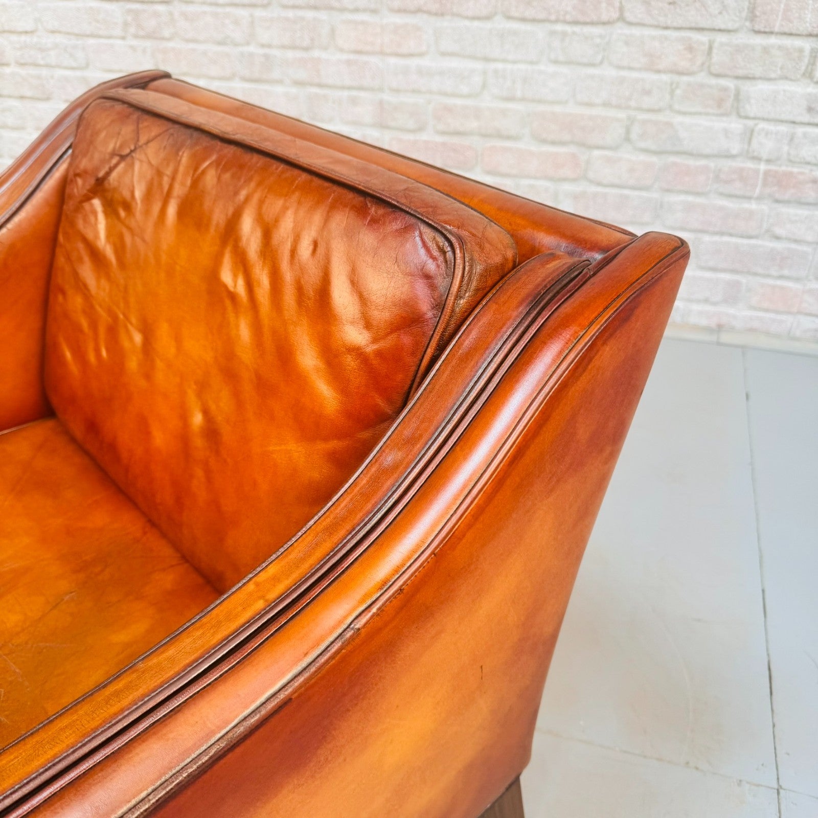 1970s Danish Pair of Tan Leather Armchairs