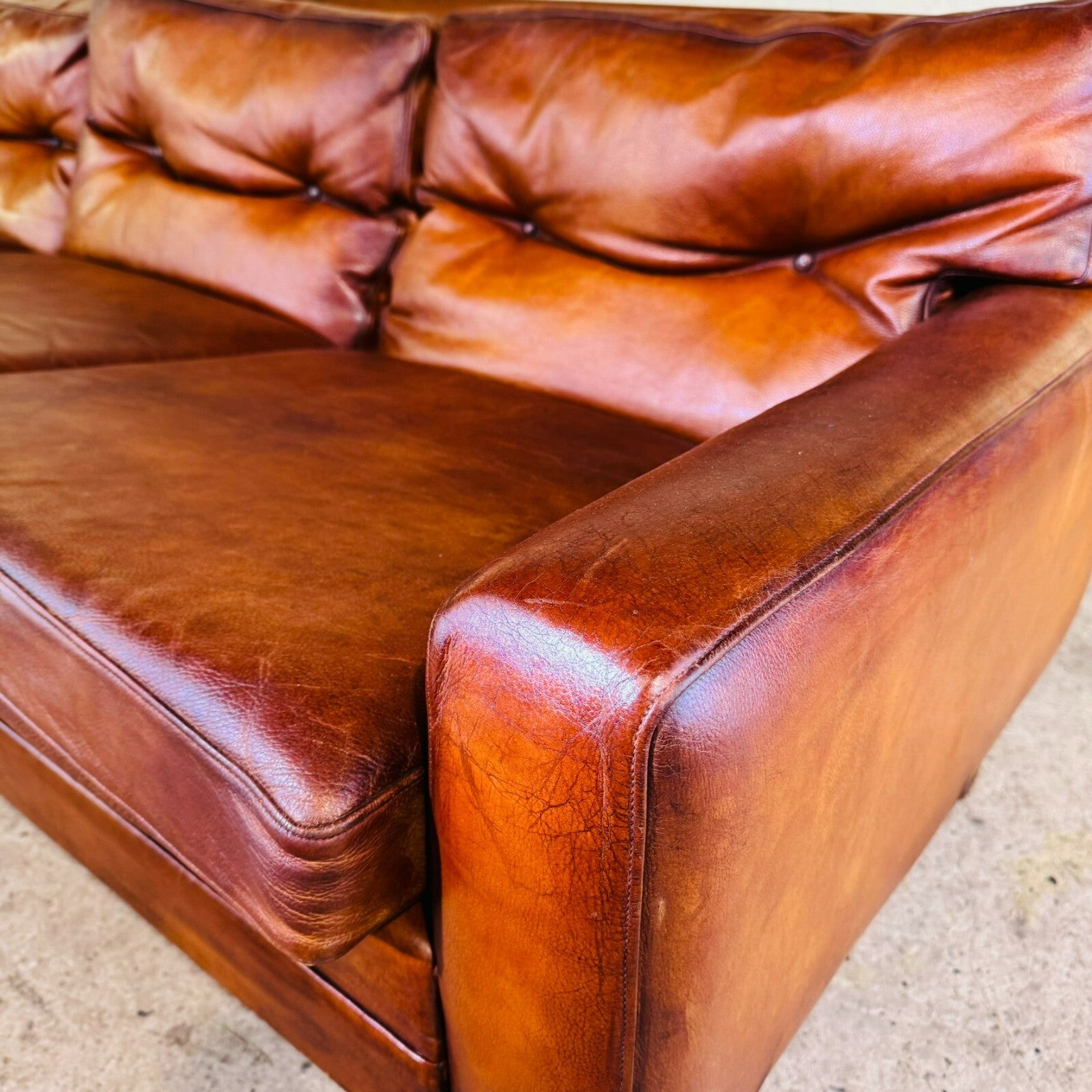 Stunning 1970s Danish George Thams Three-Seater Tan Leather Sofa