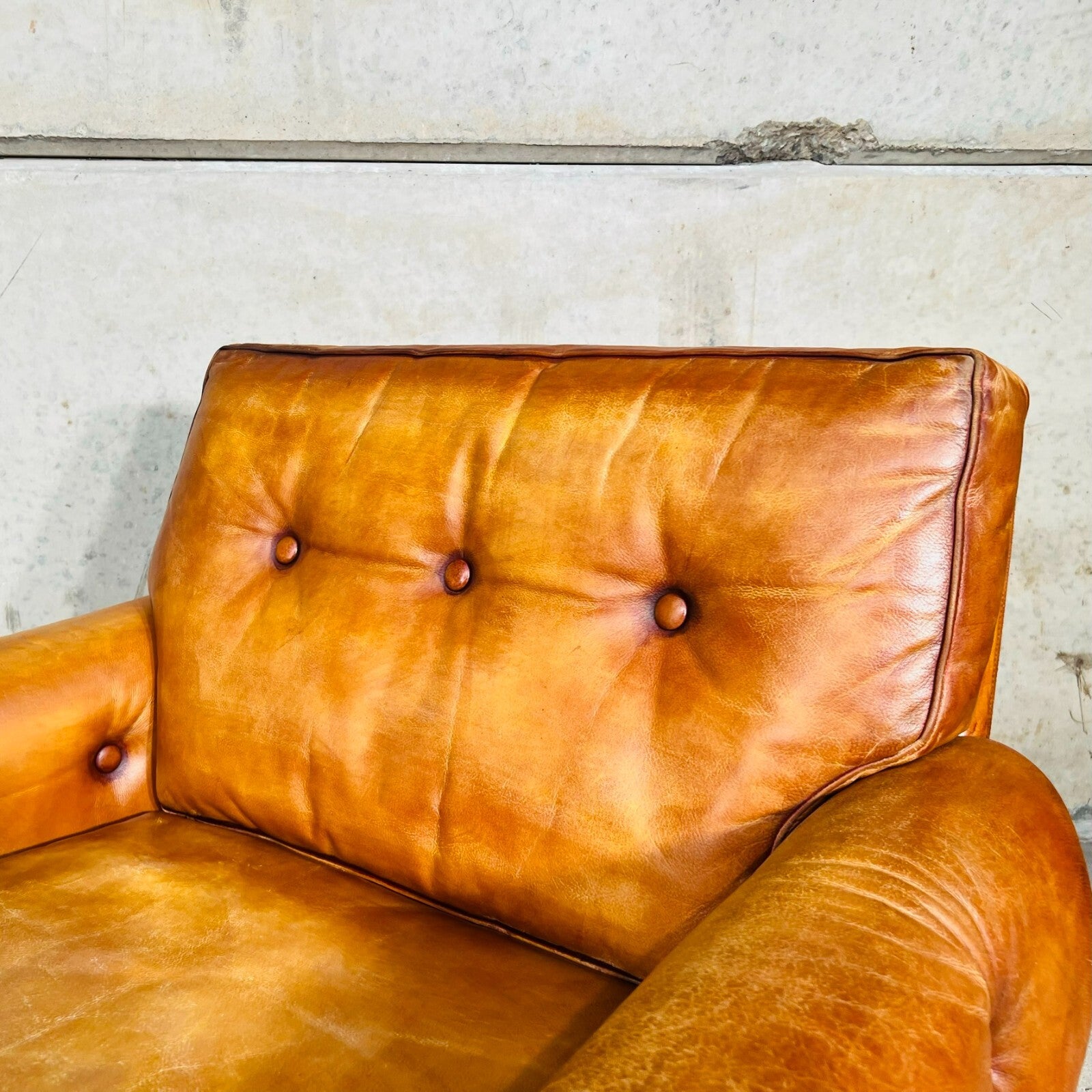 Pair of Vintage Danish 1970s Light Tan Leather Armchairs