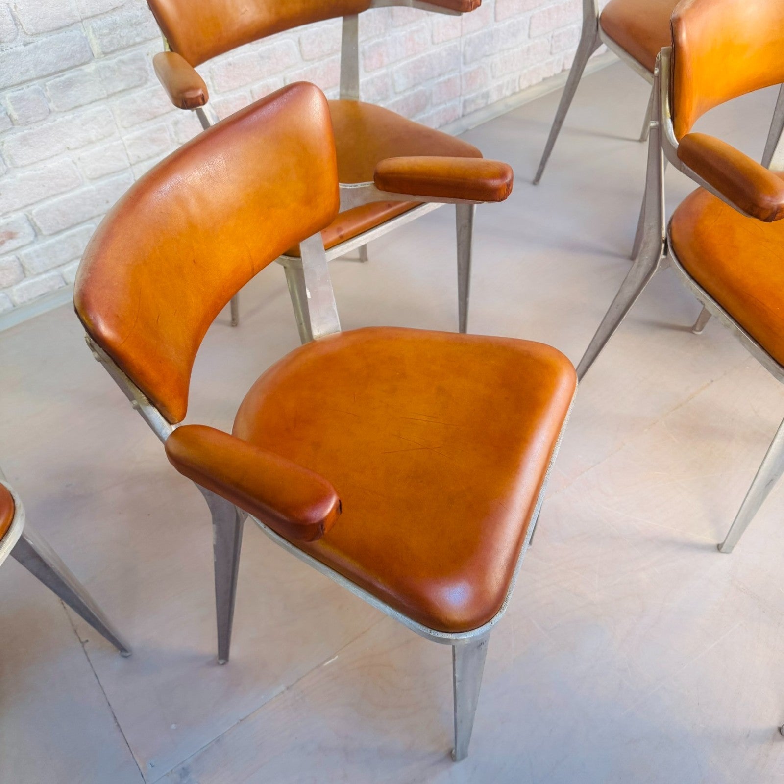 Set of 10 Ernest Race BA3 Dining Chairs – Tan Leather Mid-Century Modern Icons