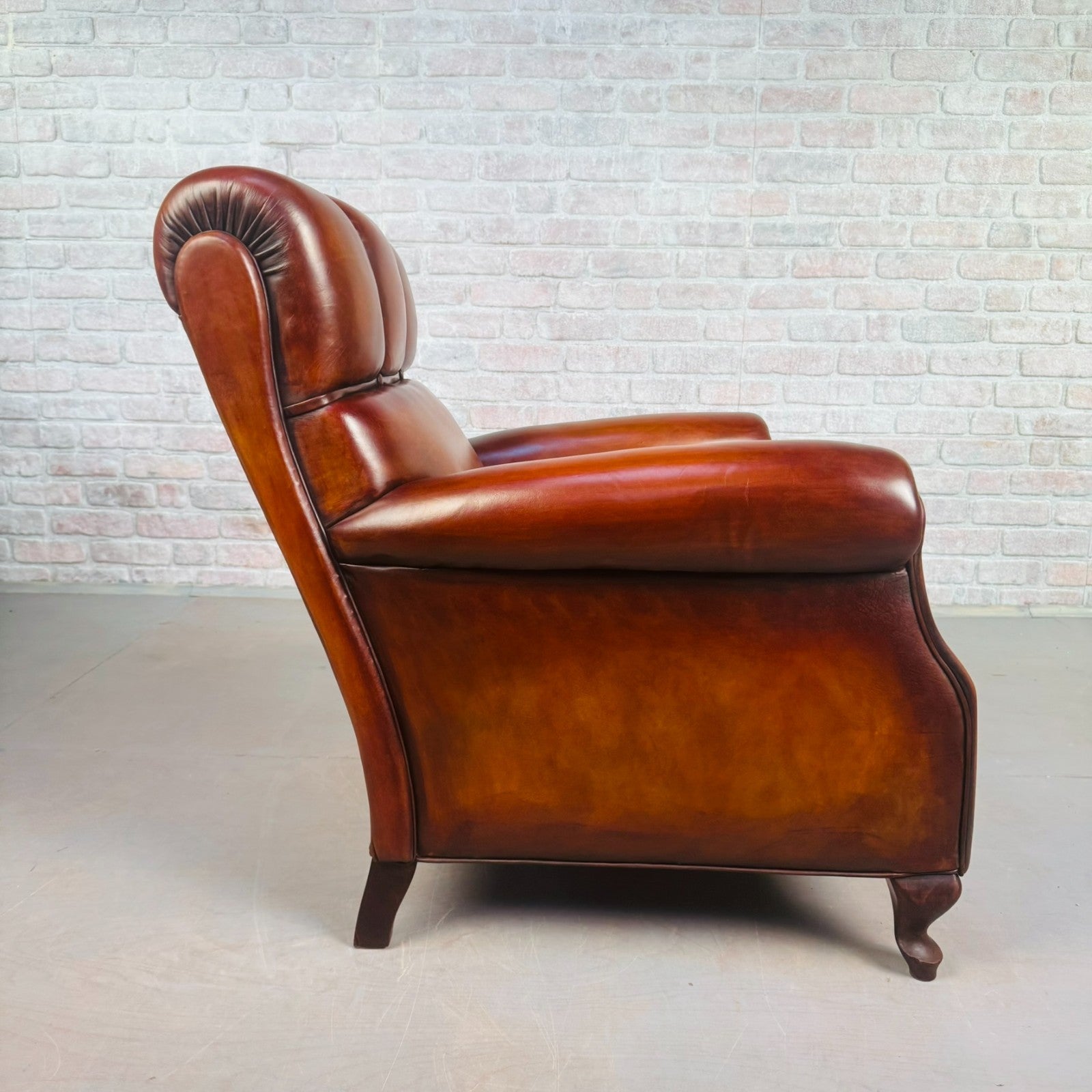 Vintage Danish High Back Tan Leather Armchair