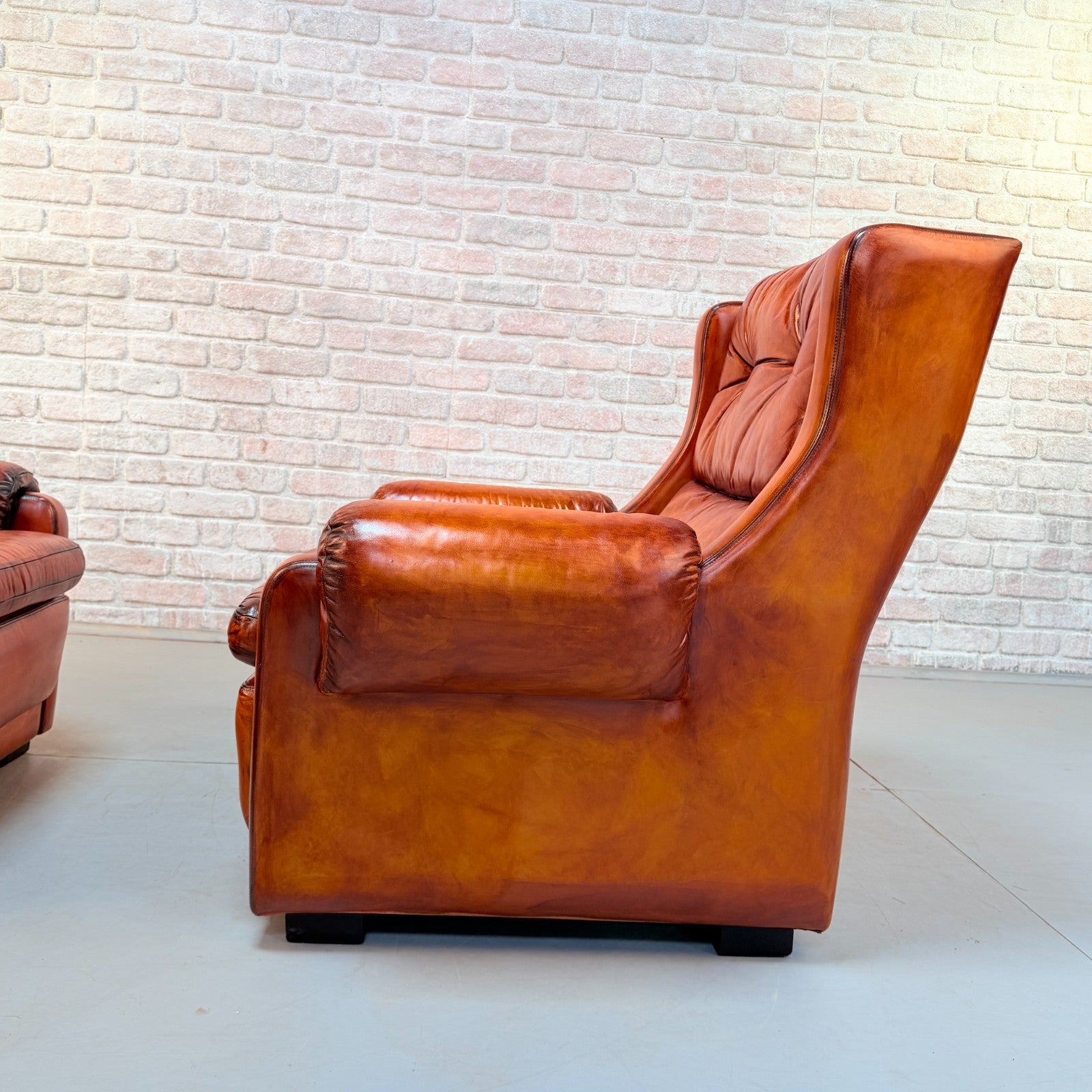 Pair of Mid-20th Century English Gimson & Slater Cognac Leather Armchairs