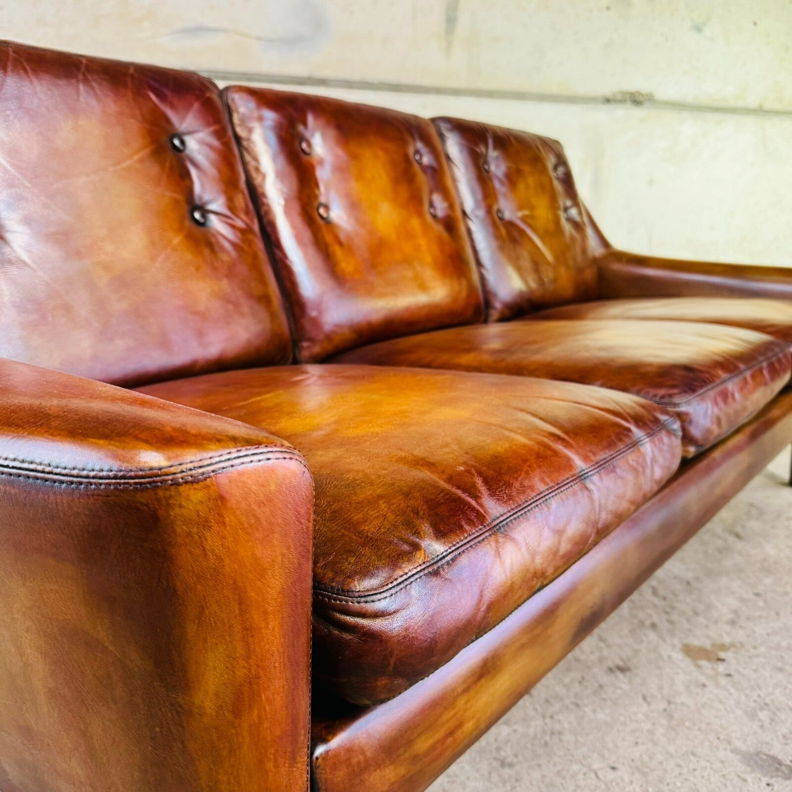 Vintage 1960s Ulferts Tibro Swedish Leather Sofa – Tan Leather