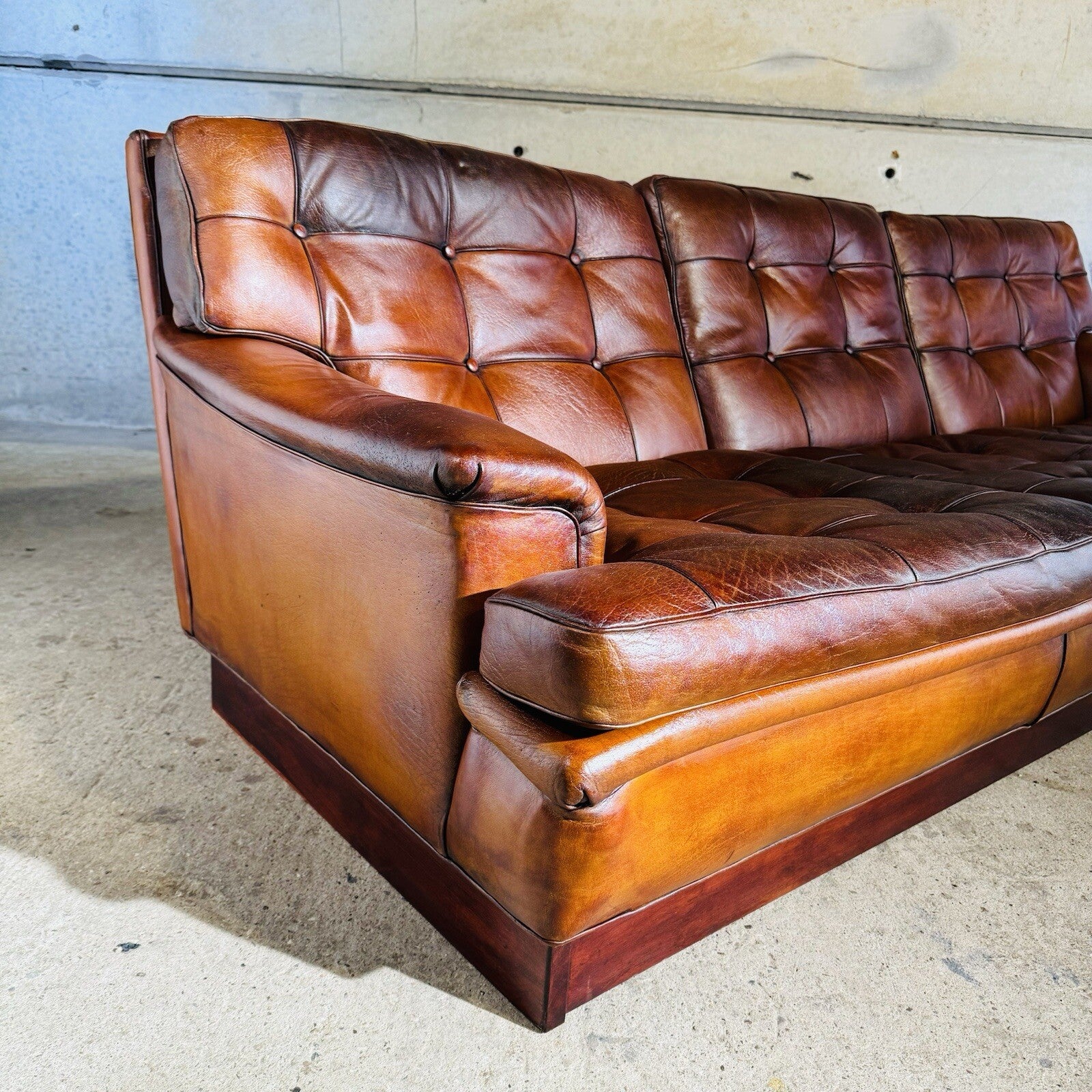 Vintage 1970s "Mexico" Sofa by Arne Norell Three-Seater Tan Leather