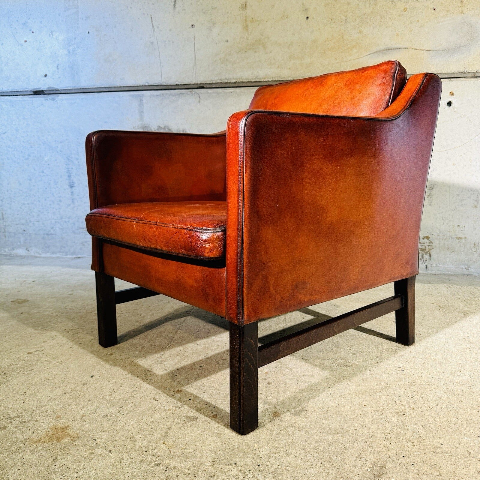 Fantastic 1970s Vintage Danish Cognac Leather Armchair & Footstool