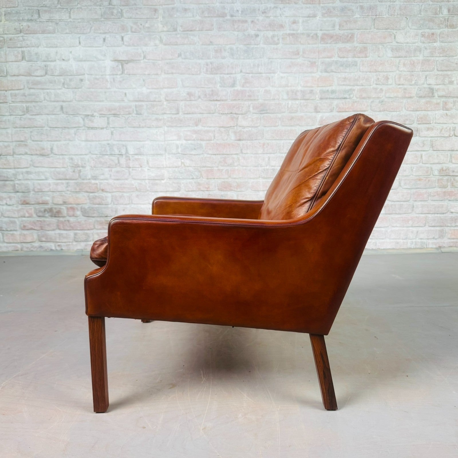 Vintage Danish 1970s Thams Kvalitet Tan Leather Chair
