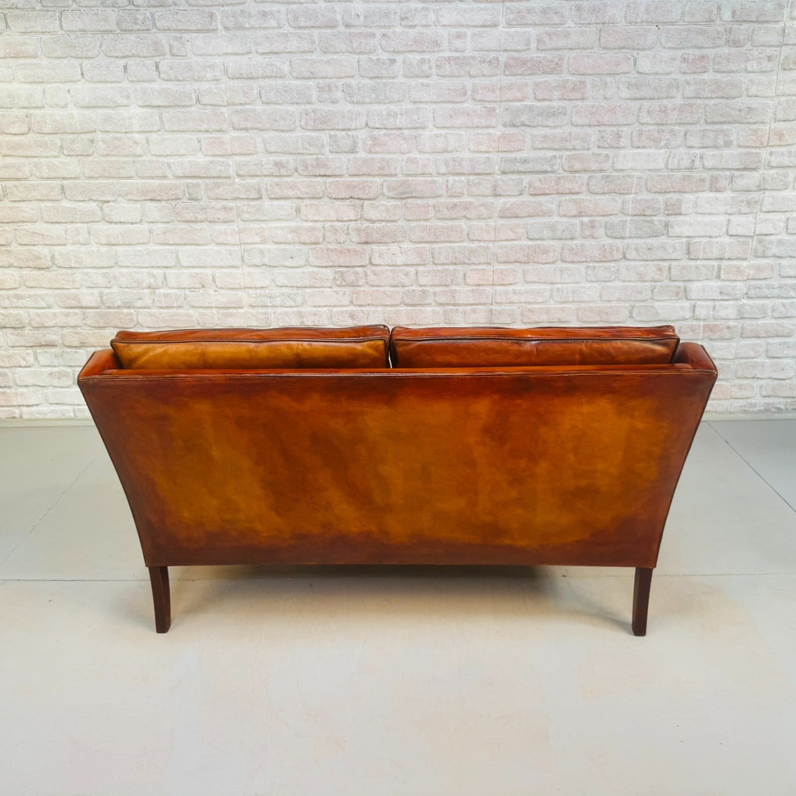 Vintage Danish Two Seater Tan Leather Sofa