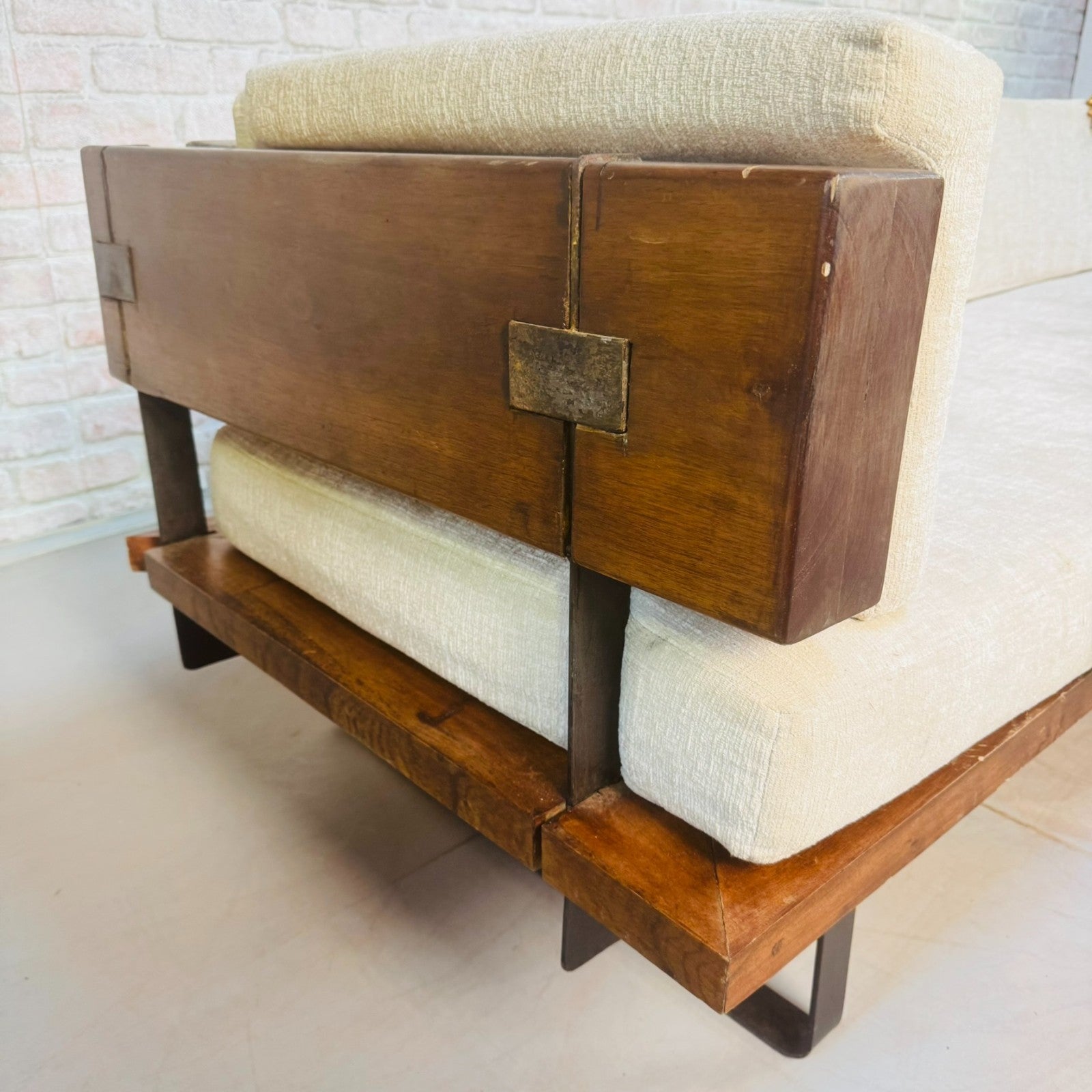 Very Long Mid-Century Inspired Rustic 4 Seater Sofa