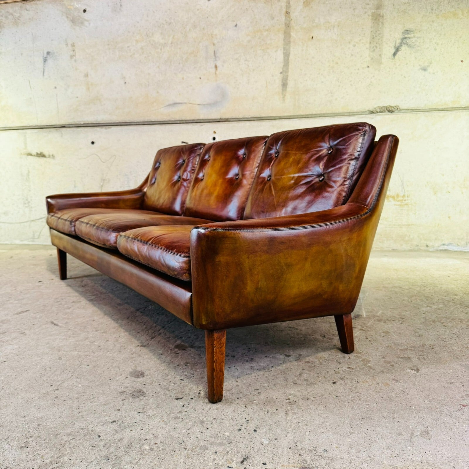 Vintage 1960s Ulferts Tibro Swedish Leather Sofa – Tan Leather