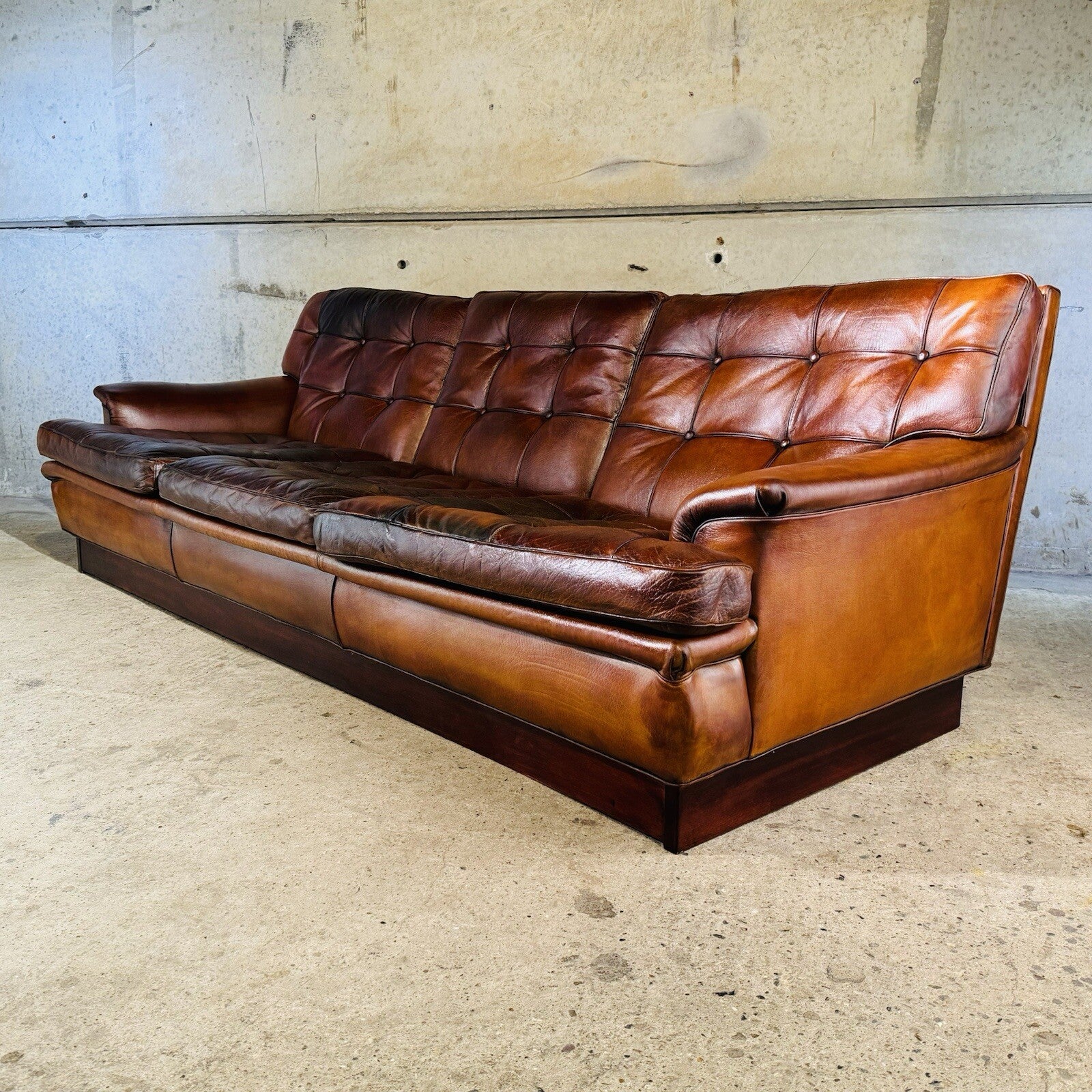 Vintage 1970s "Mexico" Sofa by Arne Norell Three-Seater Tan Leather