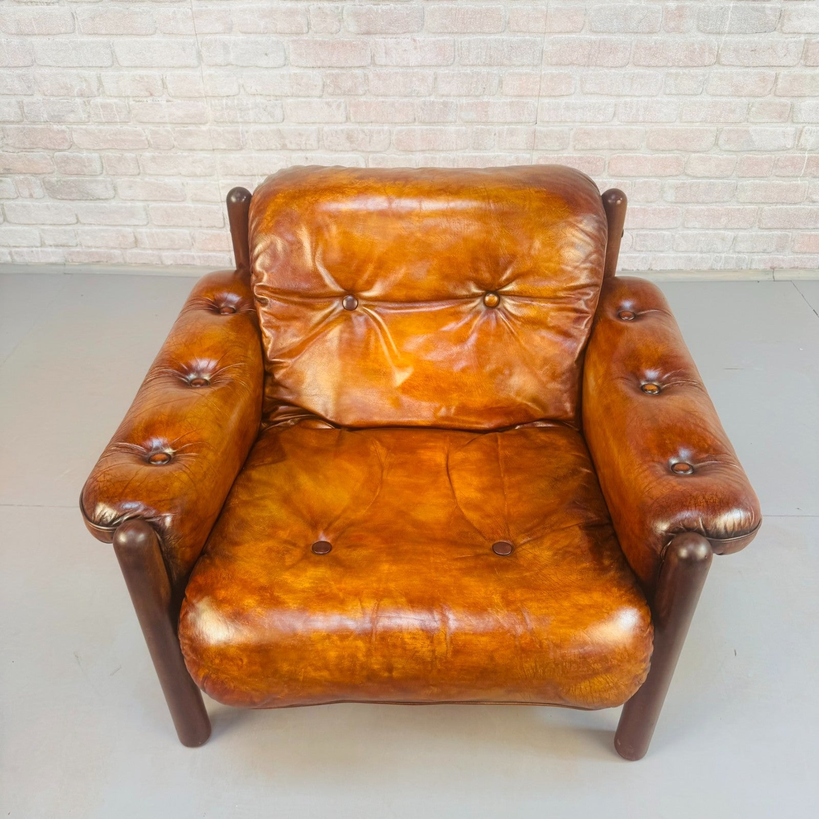 Vintage 1970s Swedish Arne Norell Two-Seater Sofa & Chair Tan Leather Set