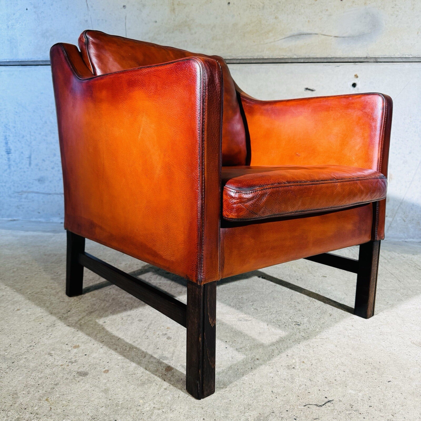 Fantastic 1970s Vintage Danish Cognac Leather Armchair & Footstool